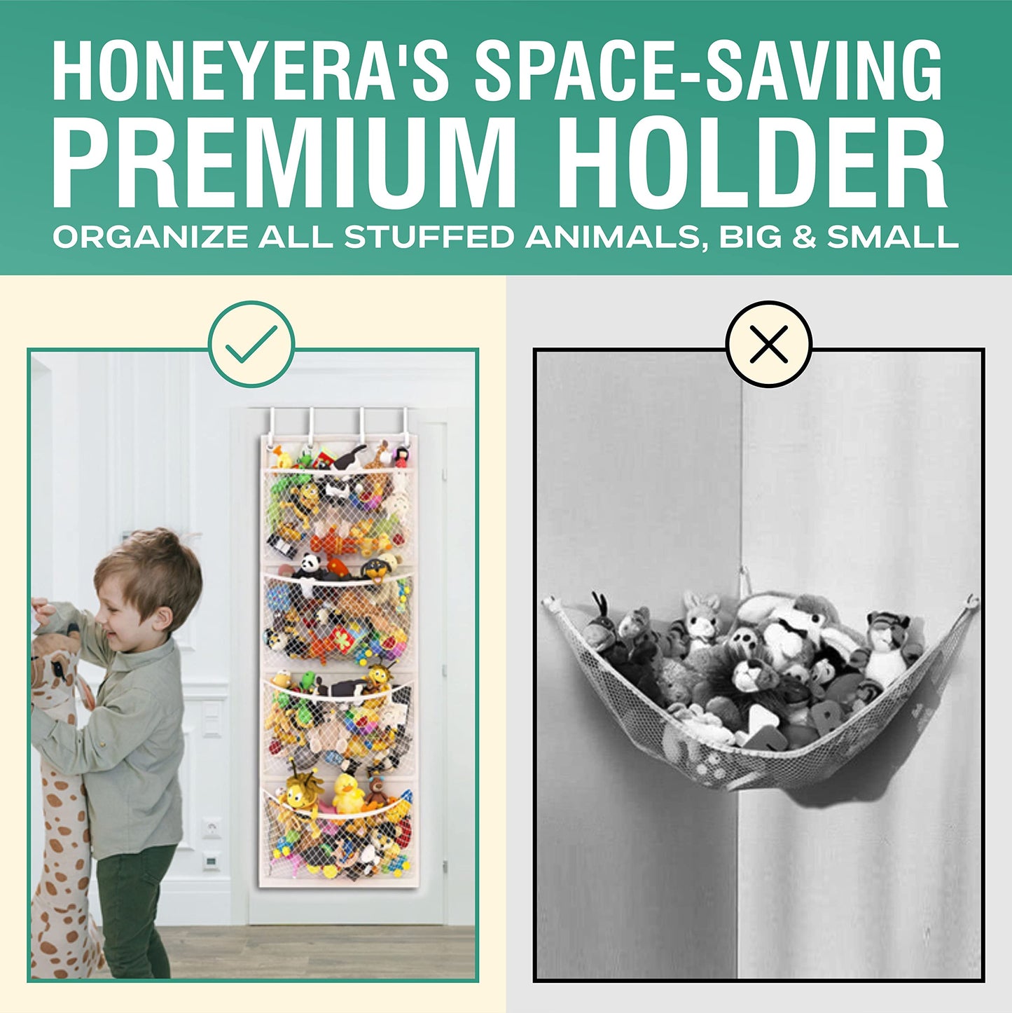 The Original Stuffed Animal Storage (Patent Pending) - Over Door Organizer for Stuffies, Baby Accessories, Toy Plush Storage/Hammock Hanging Storage Net Big Girls Toddler Large Bag Animals stuffy