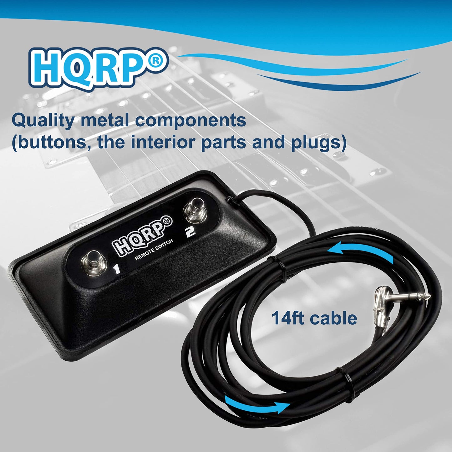 HQRP Multi-purpose 2-Button Guitar Amp Footswitch compatible with Peavey 03022910 03008010 03330850 Replacement fits TransTube Bandit DeltaBlues Supreme Head Ecoustic 112 Mark VIII amps