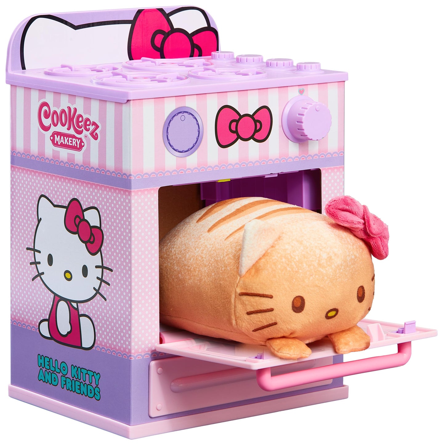Cookeez Makery Hello Kitty® and Friends Oven. Mix & Make a Plush Best Friend! Place Your Dough in The Oven and Be Amazed When A Warm, Scented, Interactive, Plush Friend Comes Out!