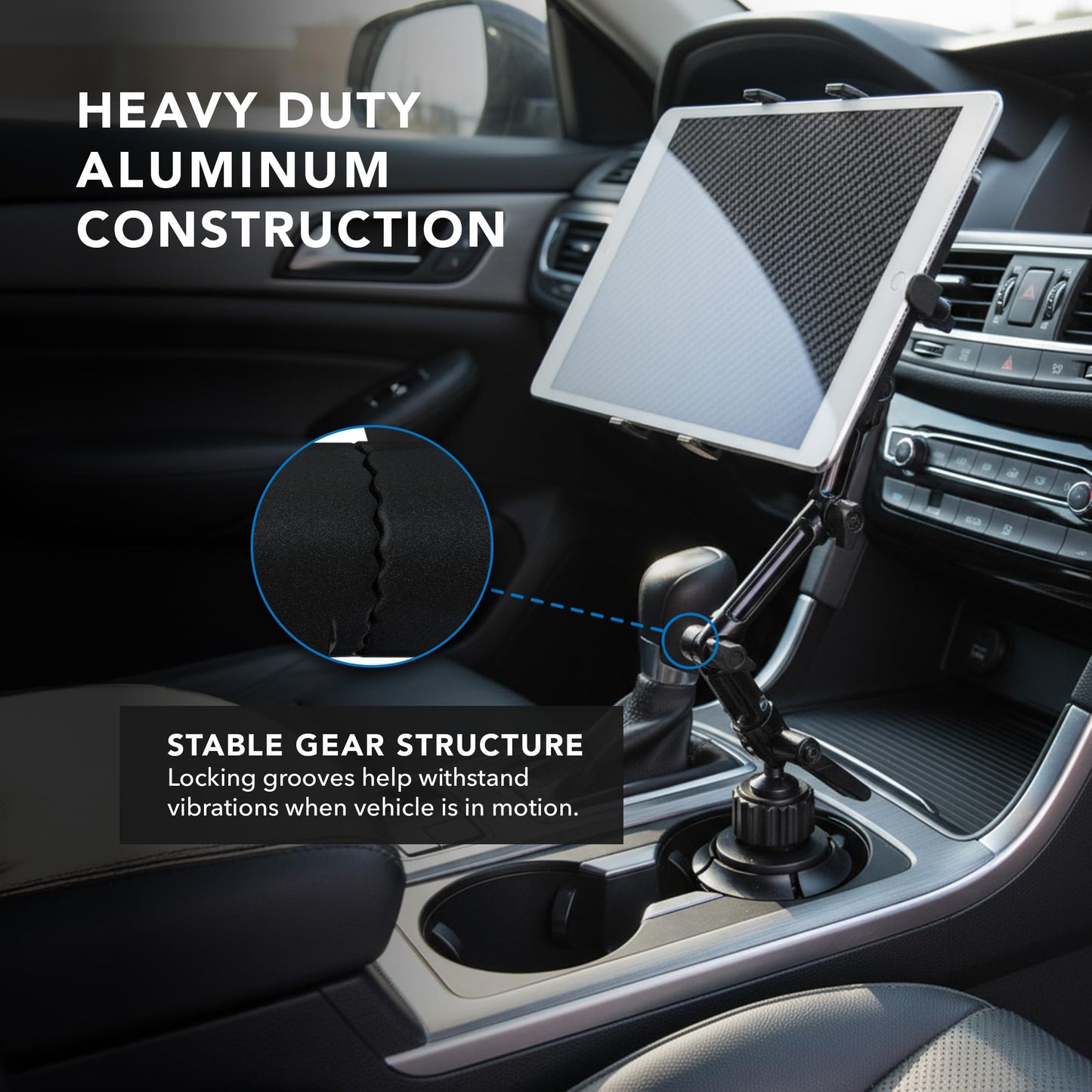 Mount-It! Premium Cup Holder Tablet Mount for Cars - Tablet ELD Mount - Heavy Duty Aluminum Tablet Mount for iPad 7, Galaxy Tab, & Fire Tablets (MI-7320)