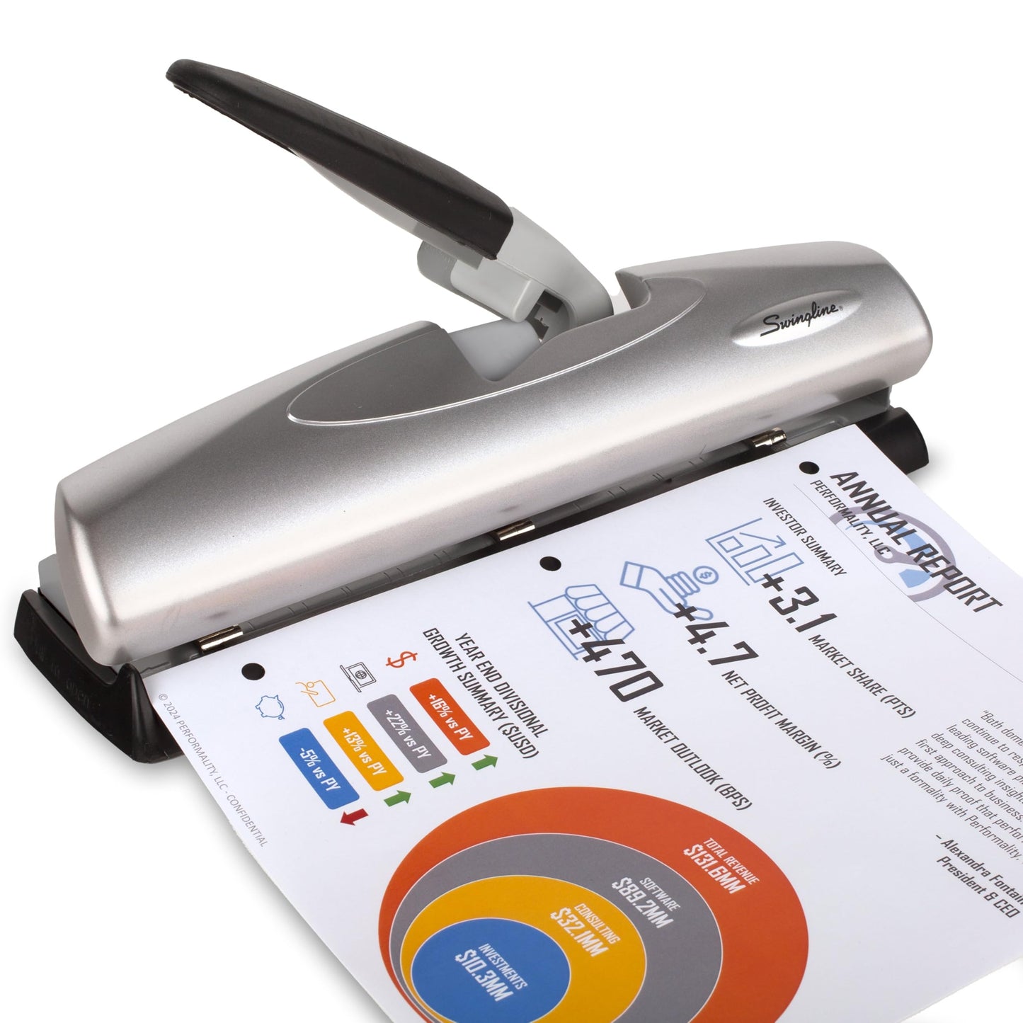 Swingline LightTouch High Capacity Desktop Punch, Adjustable Holes, 20 Sheet Capacity, (5050574030)