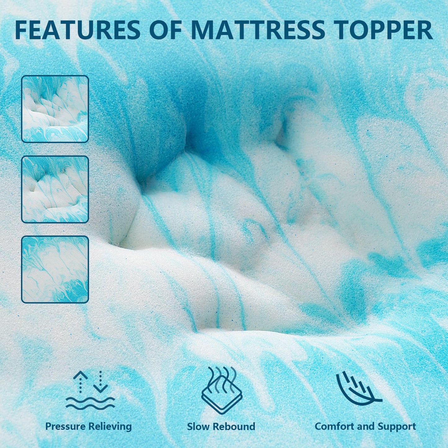 SakuraHome 2 Inch Memory Foam Mattress Topper, Soft Gel Infused Mattress Pad, Bed Topper, CertiPUR-US Certified, Queen Size