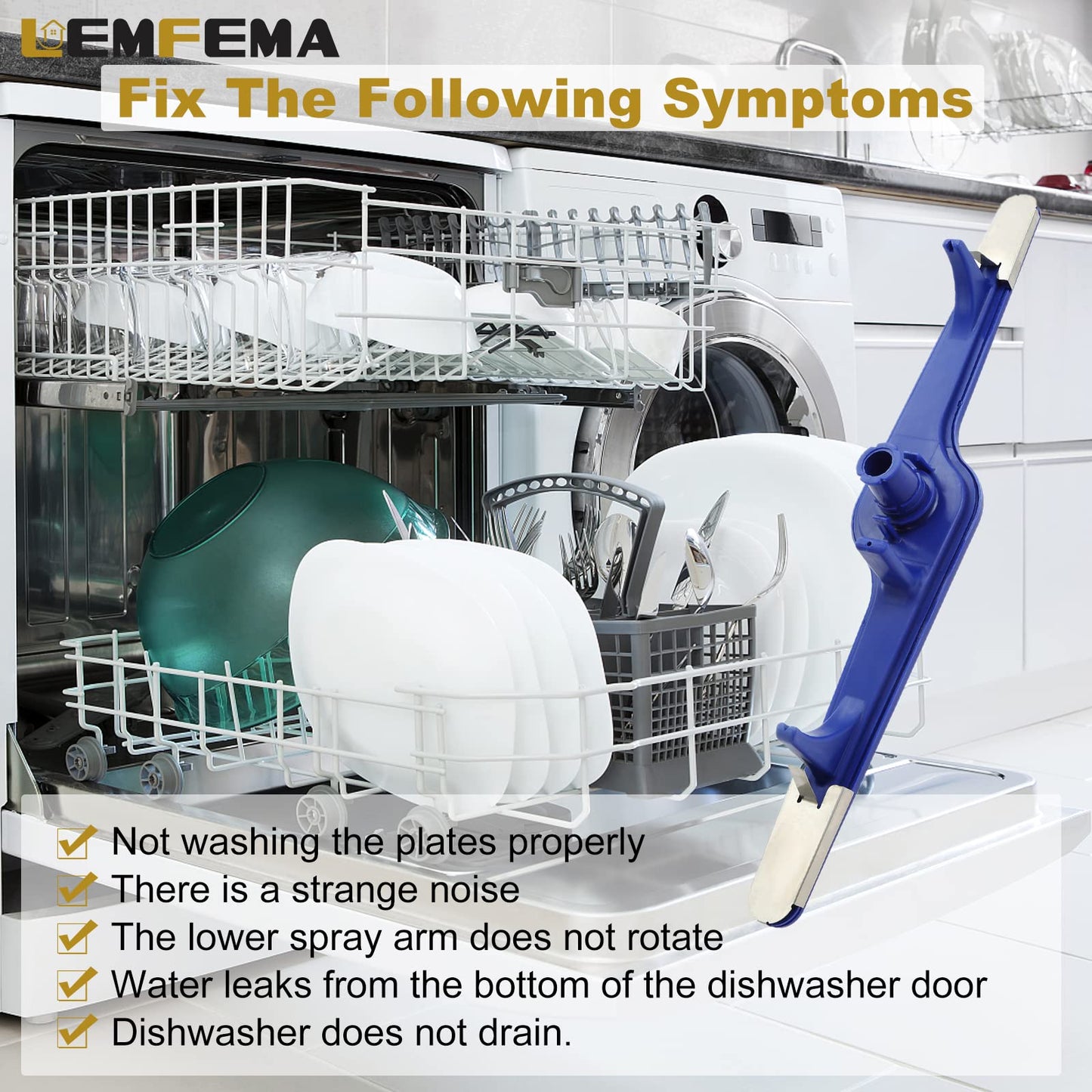 5304517203 Dishwasher Lower Spray Arm Compatible with Frigidaire and Kenmore Dishwashers parts, Replaces 154568001 154414101 154250901 154568002 (Blue)