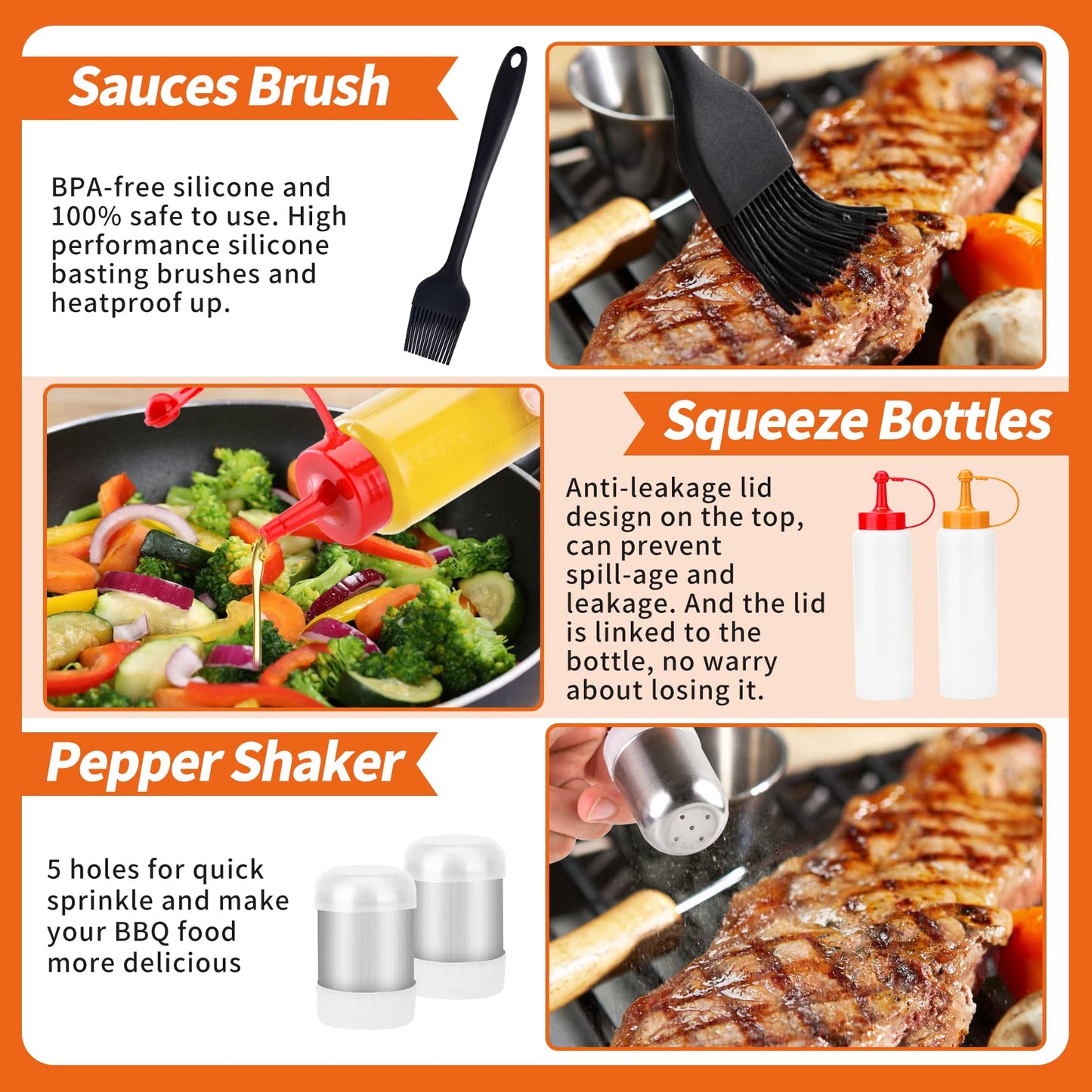 Bbcuepro 21 PCS Griddle Accessories Kit - Stainless Steel Flat Top Grill Spatula Kit for Outdoor Barbecue Teppanyaki Camping Cooking, Blackstone and Camp Chef - Professional Grill BBQ Spatula Set