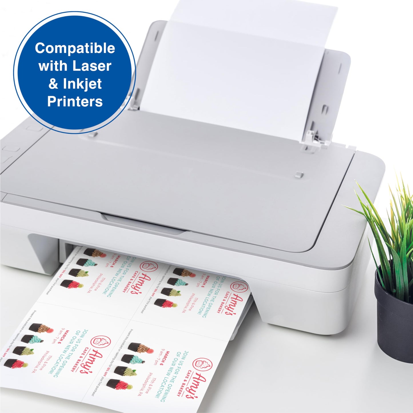 PrintWorks Blank Printable Postcards for Mailing & Printing - 1000 Cards (4.25" x 5.5" Post Card Size) - 4 per Sheet - 250 Sheets (8.5” x 11”) - Made in the USA - No Envelope Needed - White (04299)