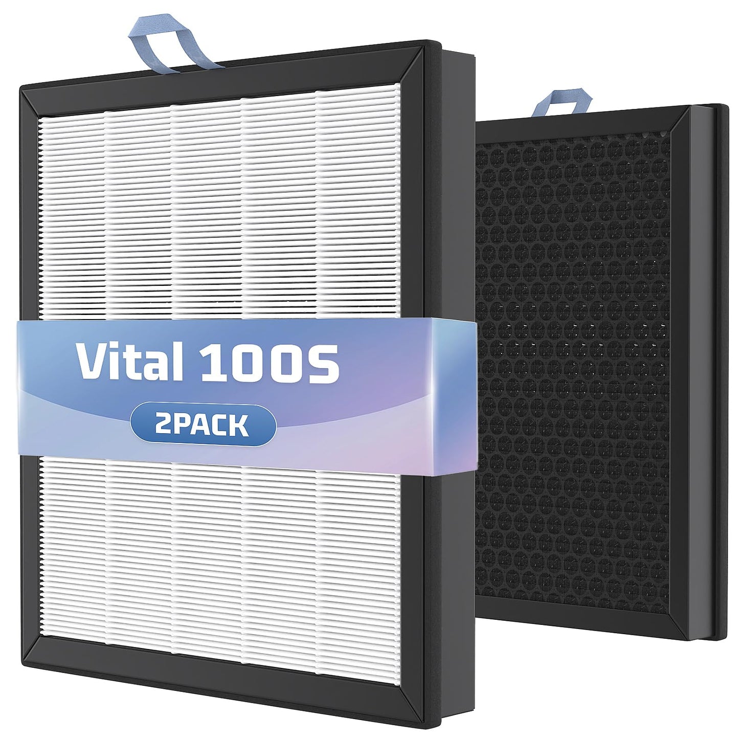 2 Pack Vital 100S Replacement Filter Compatible with LEVOIT Vital 100S Air Purifier, Air Purifier Filter 3-in-1 HEPA & Activated Carbon, Filter Replacement Vital 100S-RF, White