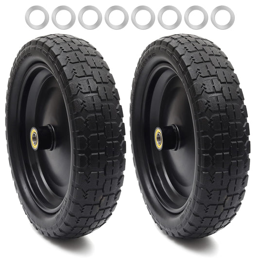 (2-Pack) 13‘’ Replacement Tire for Gorilla Cart - Solid Polyurethane Flat-Free Tire and Wheel Assemblies
