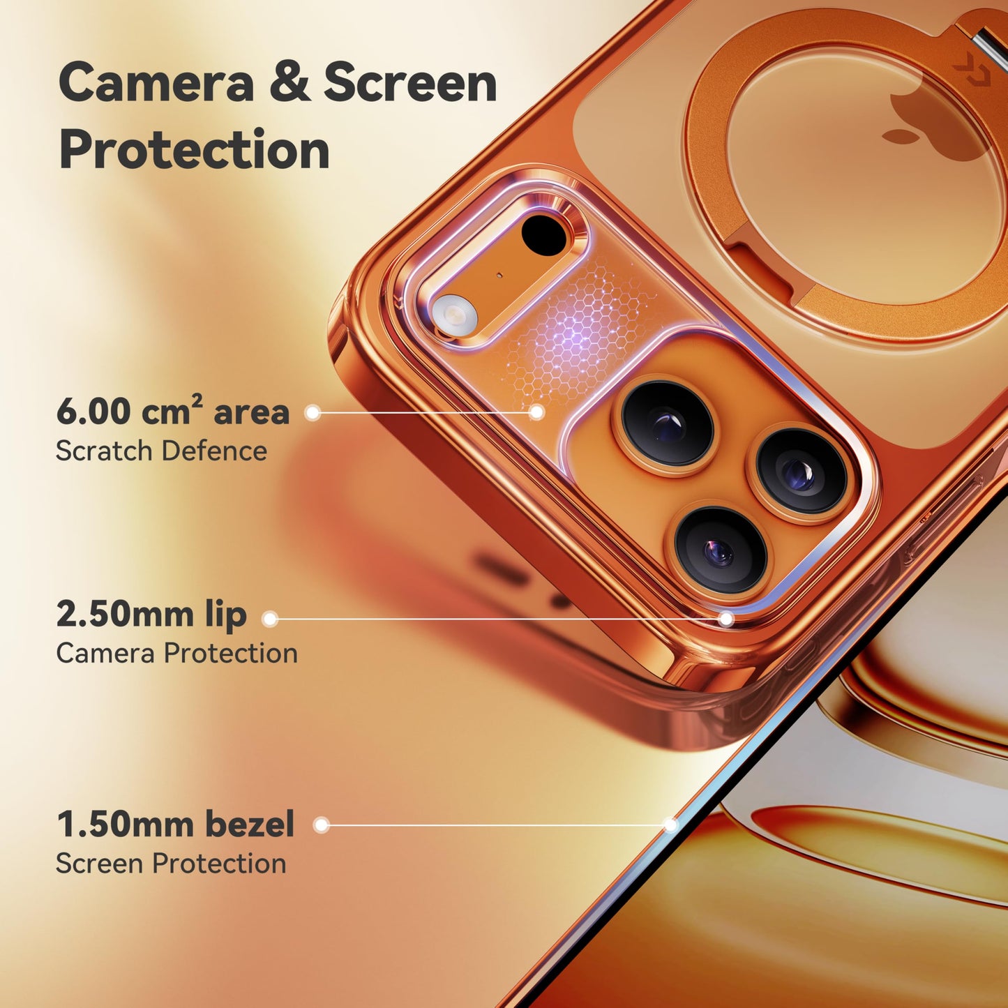 CASEKOO Cosmic Orange for iPhone 17 Pro Case with 360° Spin Magnetic Stand [Fit for MagSafe][17FT Military Protection] Slim Polished for iPhone 17 Pro Case with Stand 6.3'', Cosmic Orange