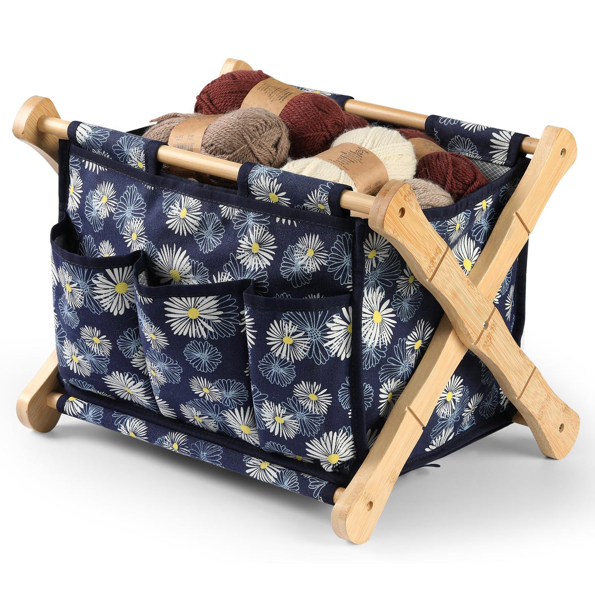 Knitter-Designed Yarn Caddy Organizer and Storage Lightweight Basket for Crochet and Knitting Projects