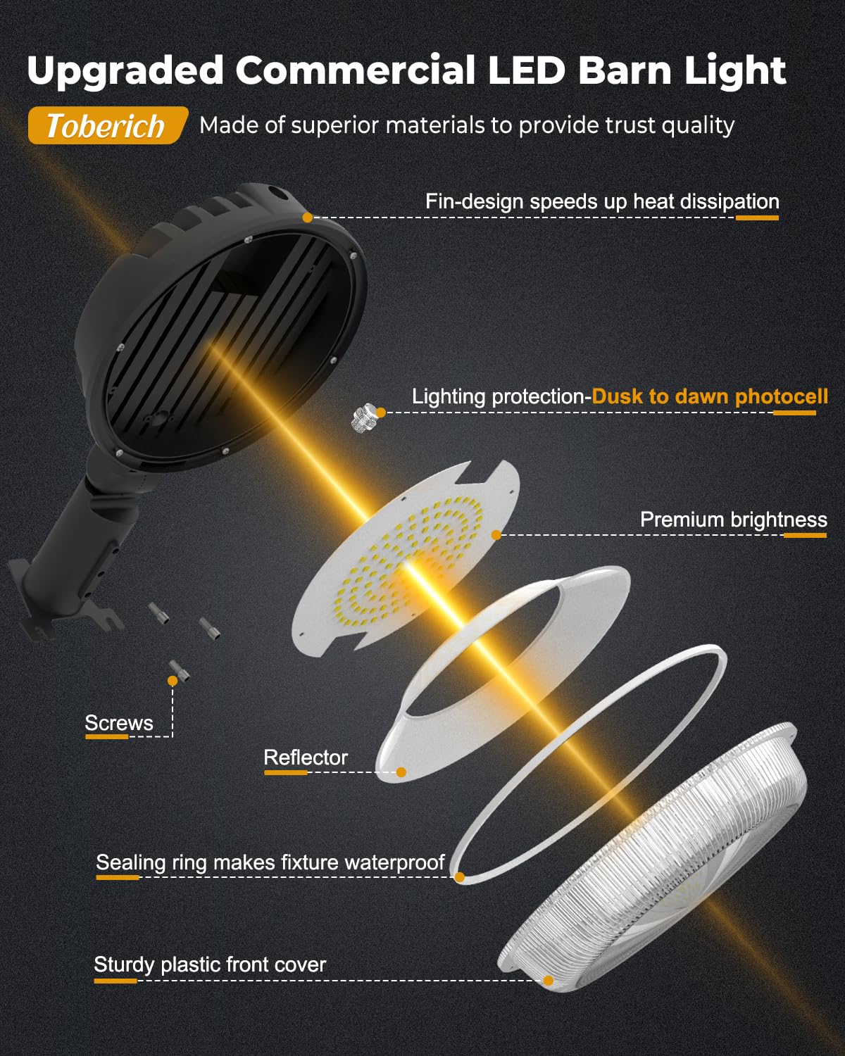 LED Barn Light, 150W 20000LM Dusk to Dawn Outdoor Lighting with Adjustable Angle Upgraded Photocell, 6500k Daylight IP66 Waterproof Street Lights for Yard, Barn, Farmhouse Outdoor Security Lighting