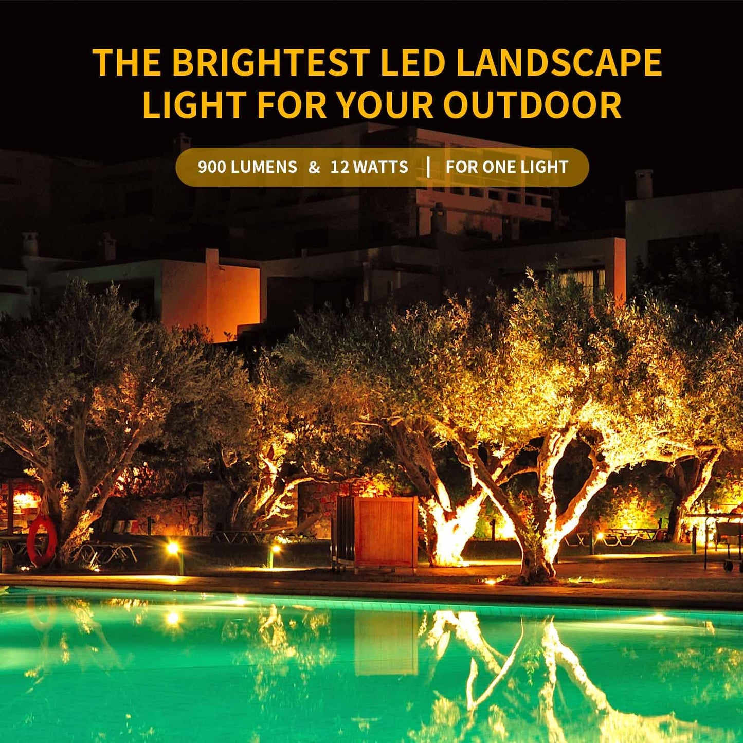 Warm White Spot Lights Outdoor, 12W 3000K Landscape Spot Lights, IP65 Waterproof Garden Lighting, Metal Case COB LED Lights for Lawn Lamp US 3- Plug Yard Christmas Decoration with Stakes(2 Pack)