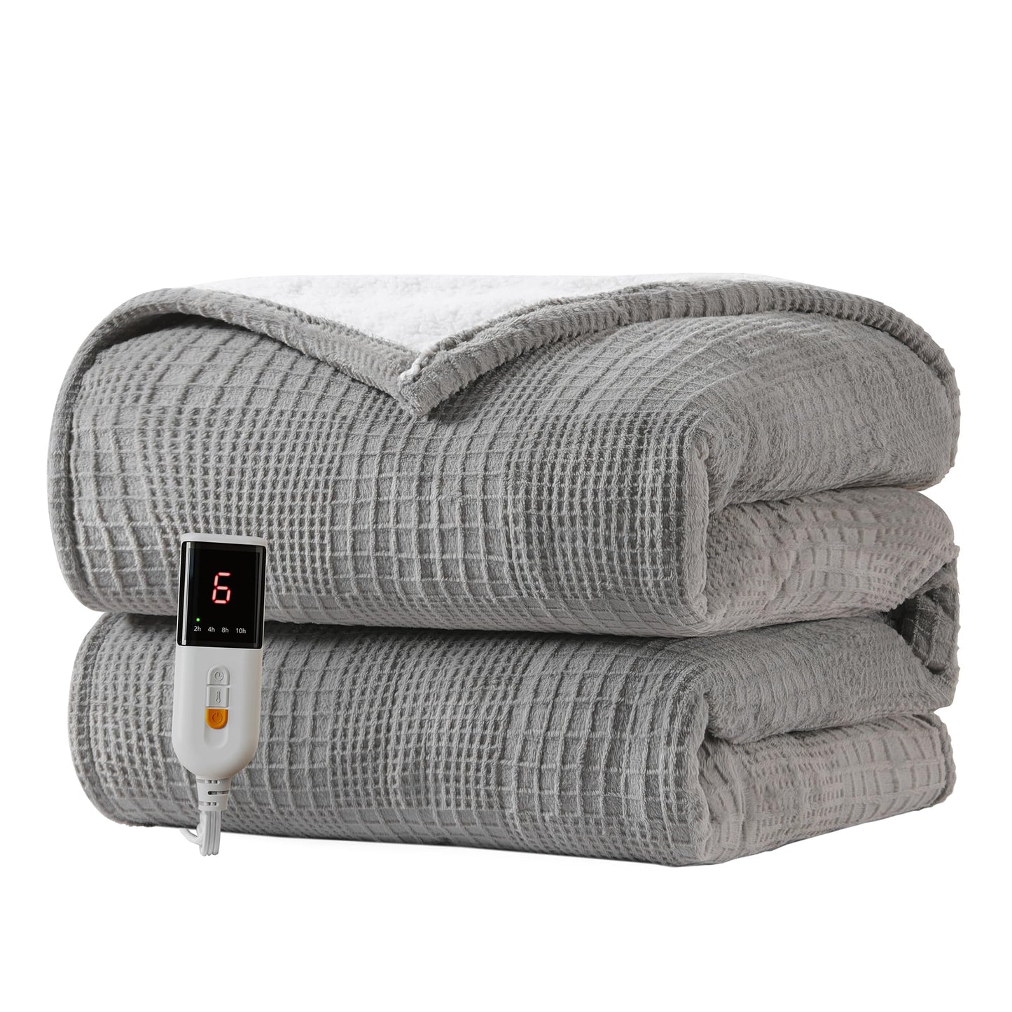 Heated Blanket Electric Blanket Throw 50''X60''-Heating Blanket with 9 Heat Settings-2-10 Hours Auto Off,ETL Certified,Machine Washable (Grey)