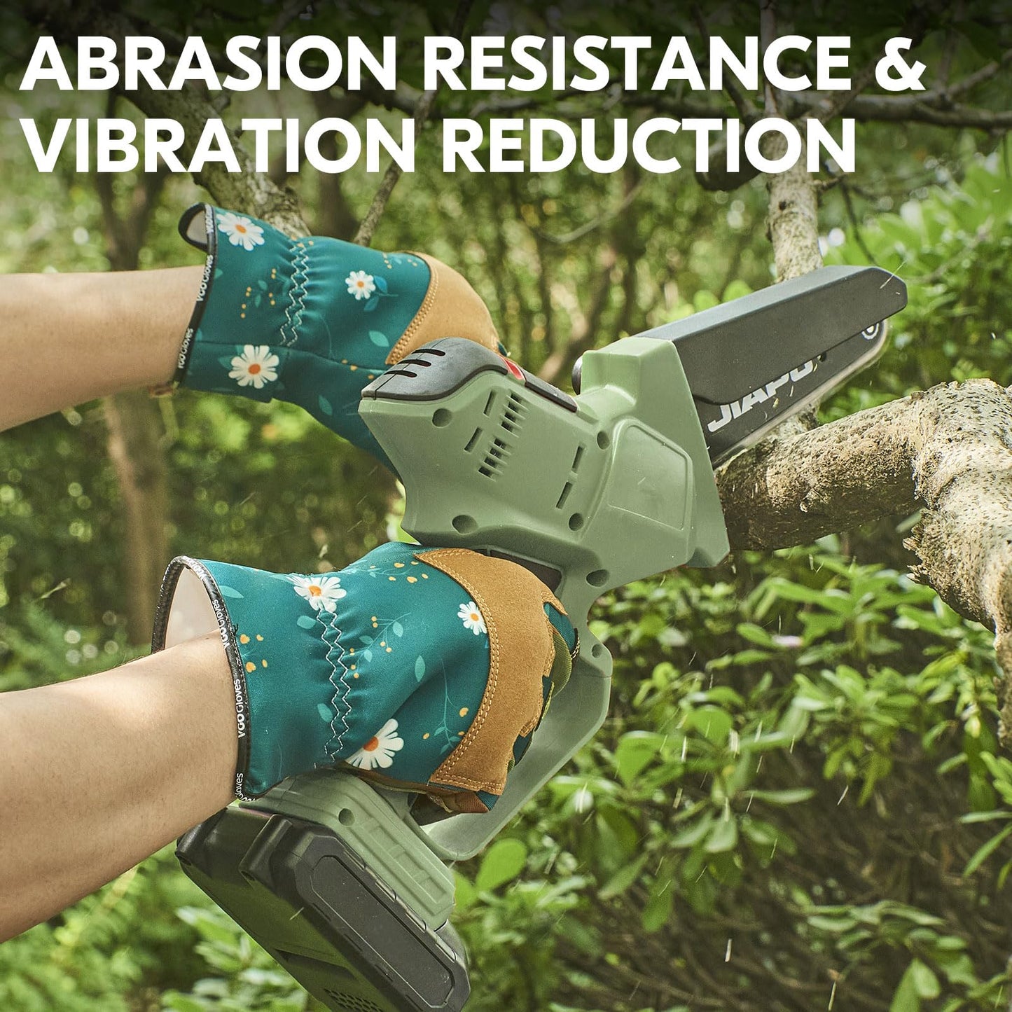 Vgo... Gardening Gloves Women, Leather Safety Work Gloves, Puncture-proof, Thornproof, Touchscreen (M,Dark Green,GA7471)