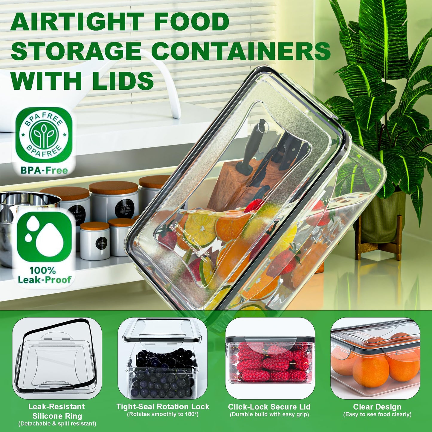 62 Pcs Large Food Storage Containers with Lids Airtight,Total19400ML(31 Containers&31 Lids)- Plastic Food Container for Kitchen Organization