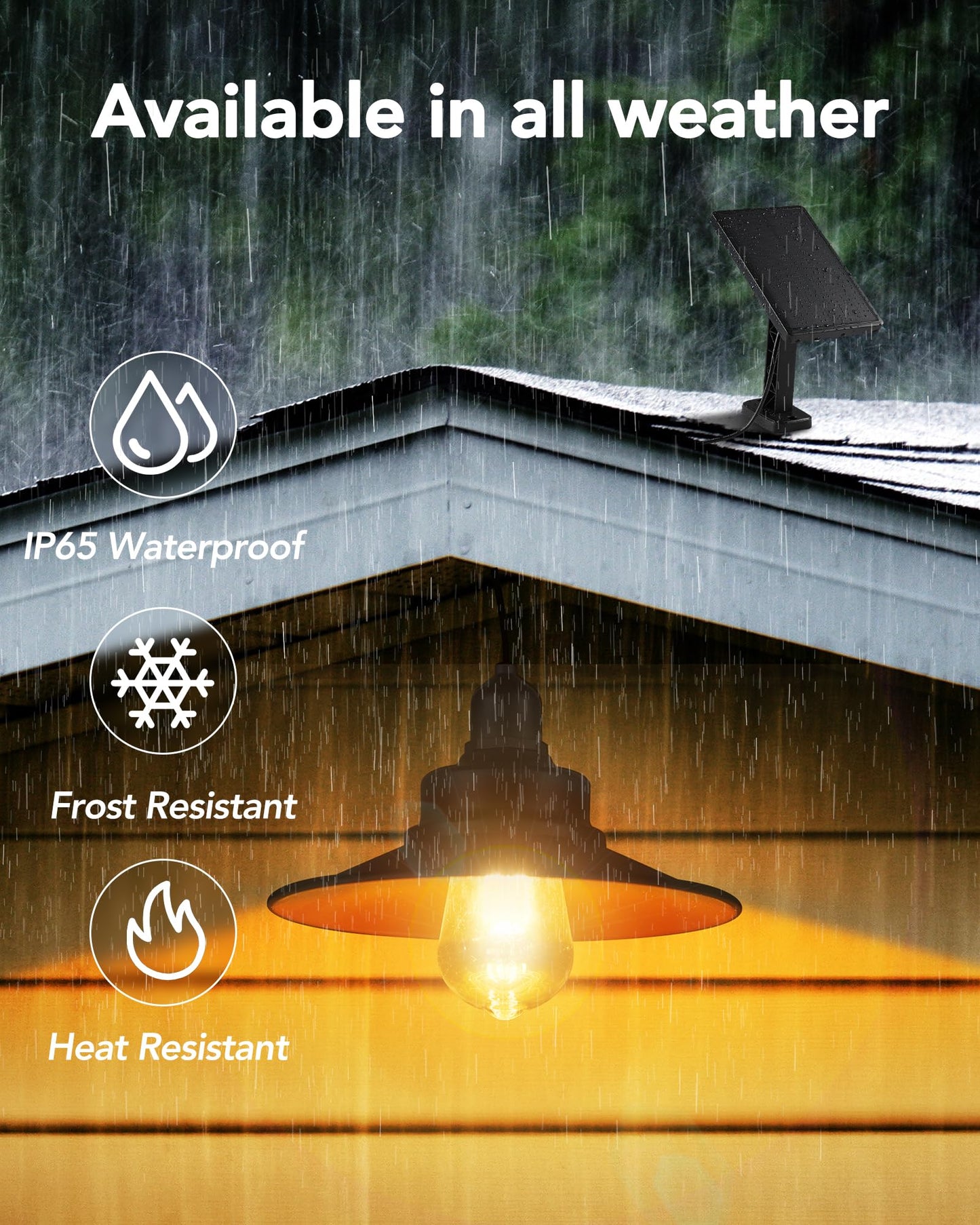 FabStyl Solar Pendant Light Indoor Outdoor, FabStyl Solar Shed Light IP65 Waterproof Powered Solar Chandelier, Gazebo Lights with Pull Cord for Garden, Chicken Coop, Gazebo, Barn
