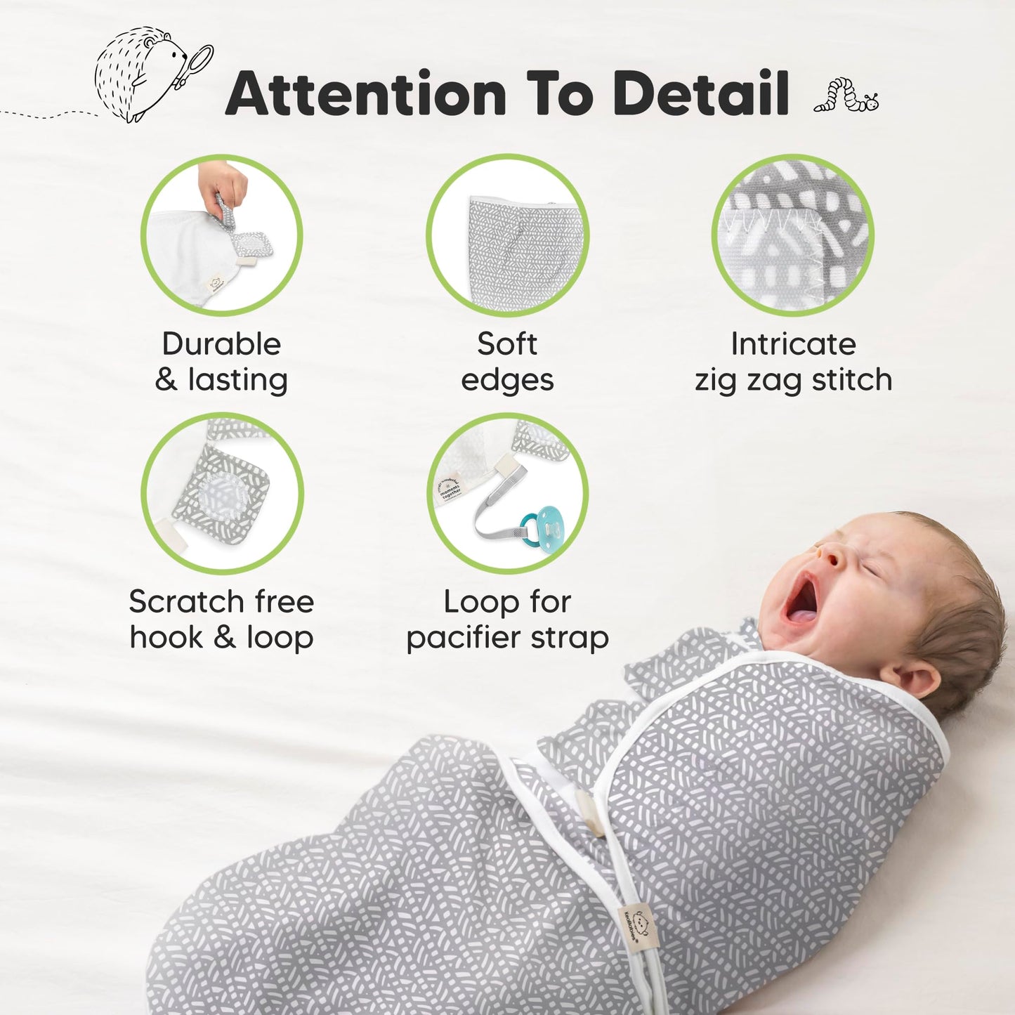 3-Pack Organic Baby Swaddle Sleep Sacks - Swaddles for Newborns, Infant 0-3 Months, Baby Girls, Boys, Soft & Snug Newborn Sleep Sack, Nursery Swaddling Blankets, Easy to Use (Nordic, OS)
