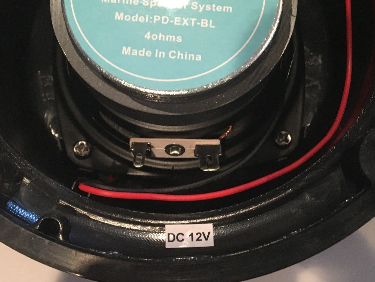 Pummell Drive 2 RV Marine Gloss Black Wavy Blue LED 5.25" Flush Mount Speaker UV Waterproof