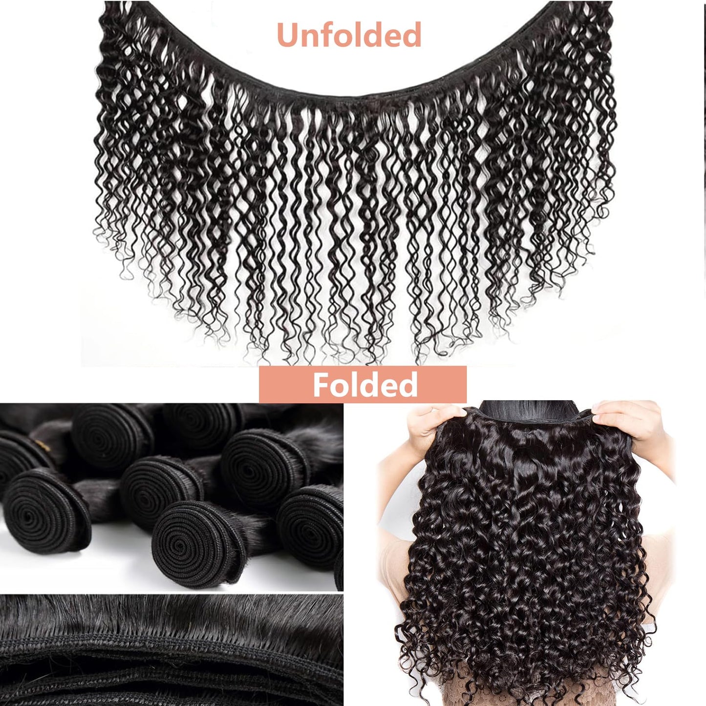 Human Hair Bundles Water Wave 12 14 16 Inch Brazilian Virgin Curly Human Hair Extensions for Women 100% Unprocessed 10A Wet and Wavy Weave Bundles Human Hair Natural Color