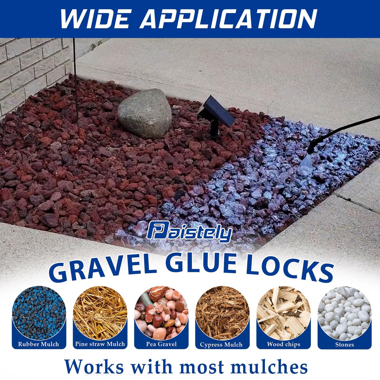 64OZ Mulch and Rock Glue for Landscaping, Fast Drying Lockdown Sticky Rock Glue, Reliable and Non-Toxic Gravel Binder for Rocks, and Pea Gravel, Lasts up to 12-24 Months