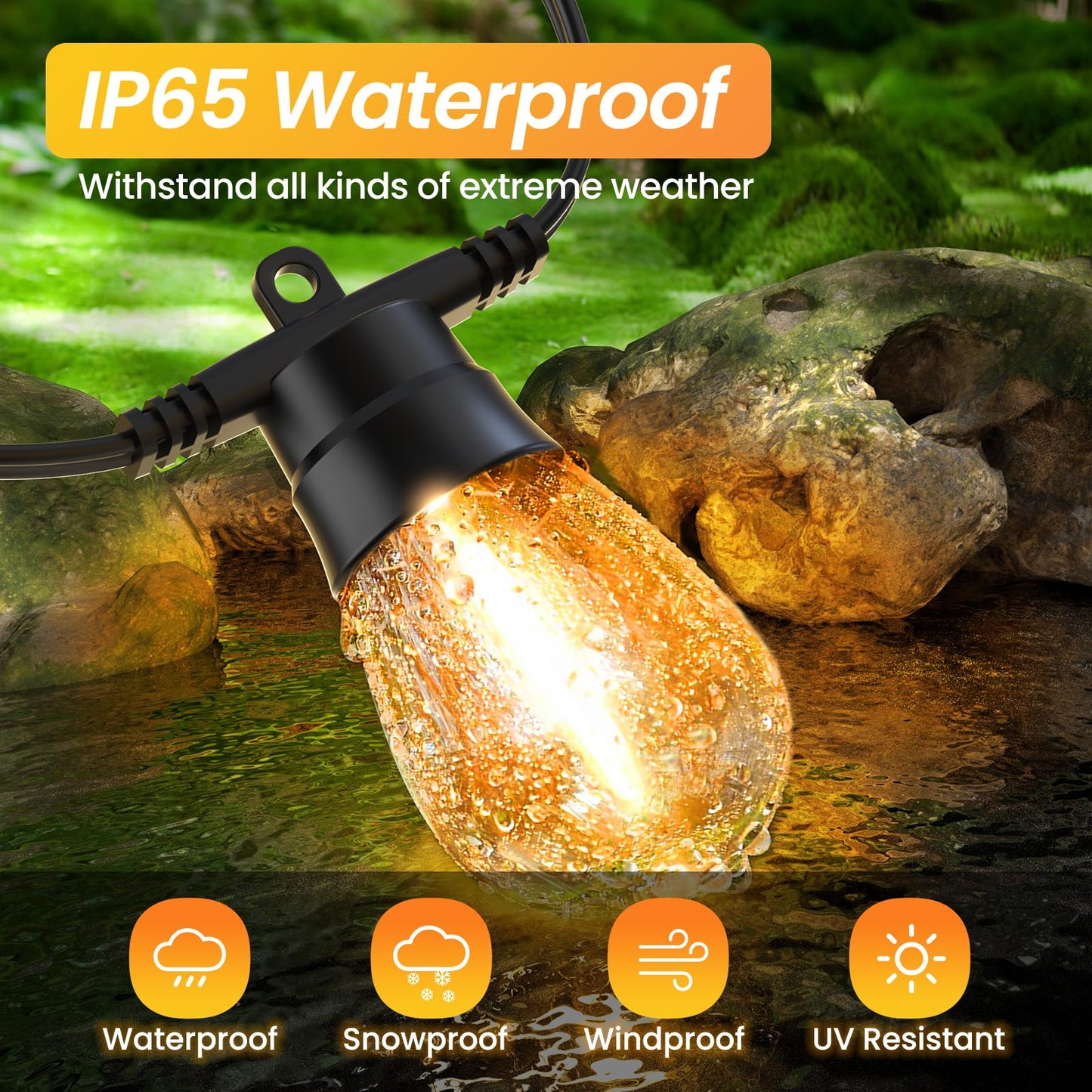 Quntis 53ft 15+2Bulb Solar String Lights Outdoor, 8 Lighting &4 Dimming Mode, USB-C & Solar Powered Patio Light String Outdoor, Digital Power Display, Waterproof Solar Light for Backyard Garden Gazebo