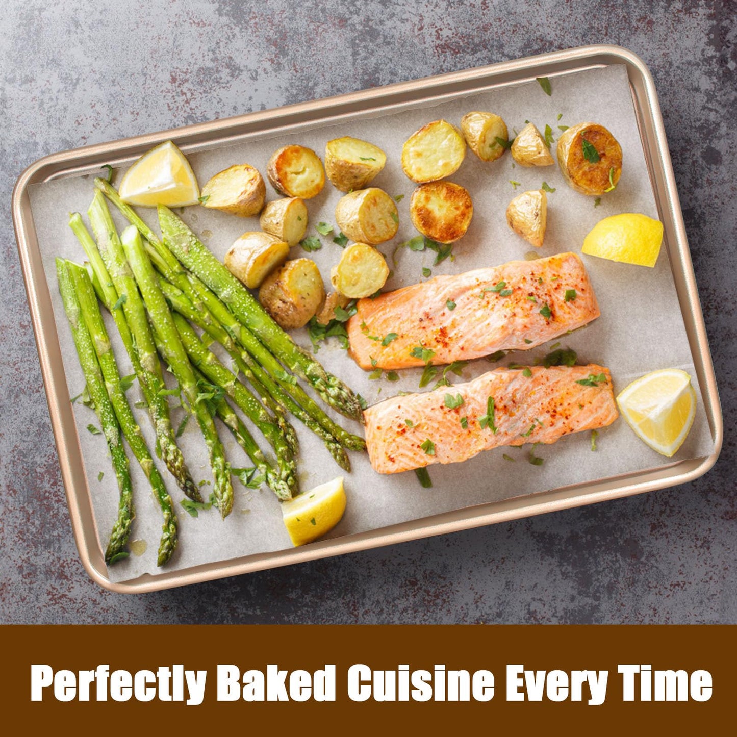 Wildone Baking Sheet Pan Set, Commercial Cookie Sheets for Oven, Nonstick Carbon Steel Jelly Roll Pan 15x10in, Heavy Duty & Easy Clean（2 Pack）