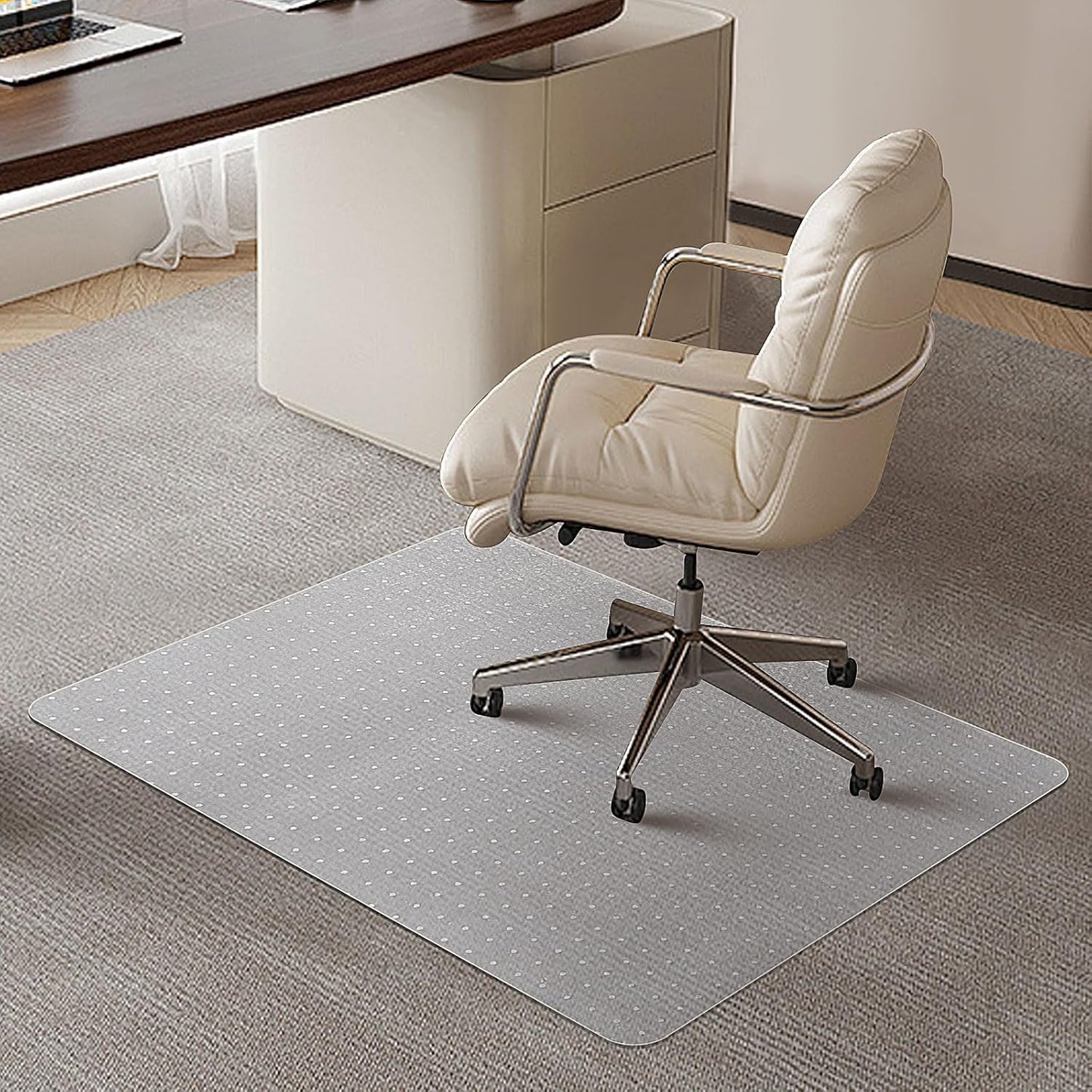 SHAREWIN Office Chair Mat for Carpet Floors, Desk Mats 48"X36" for Rolling Desk on Low Pile Carpets, Rectangle Computer Gaming Plastic Floor Mats for Office Chair on Carpet, Flat Without Curling