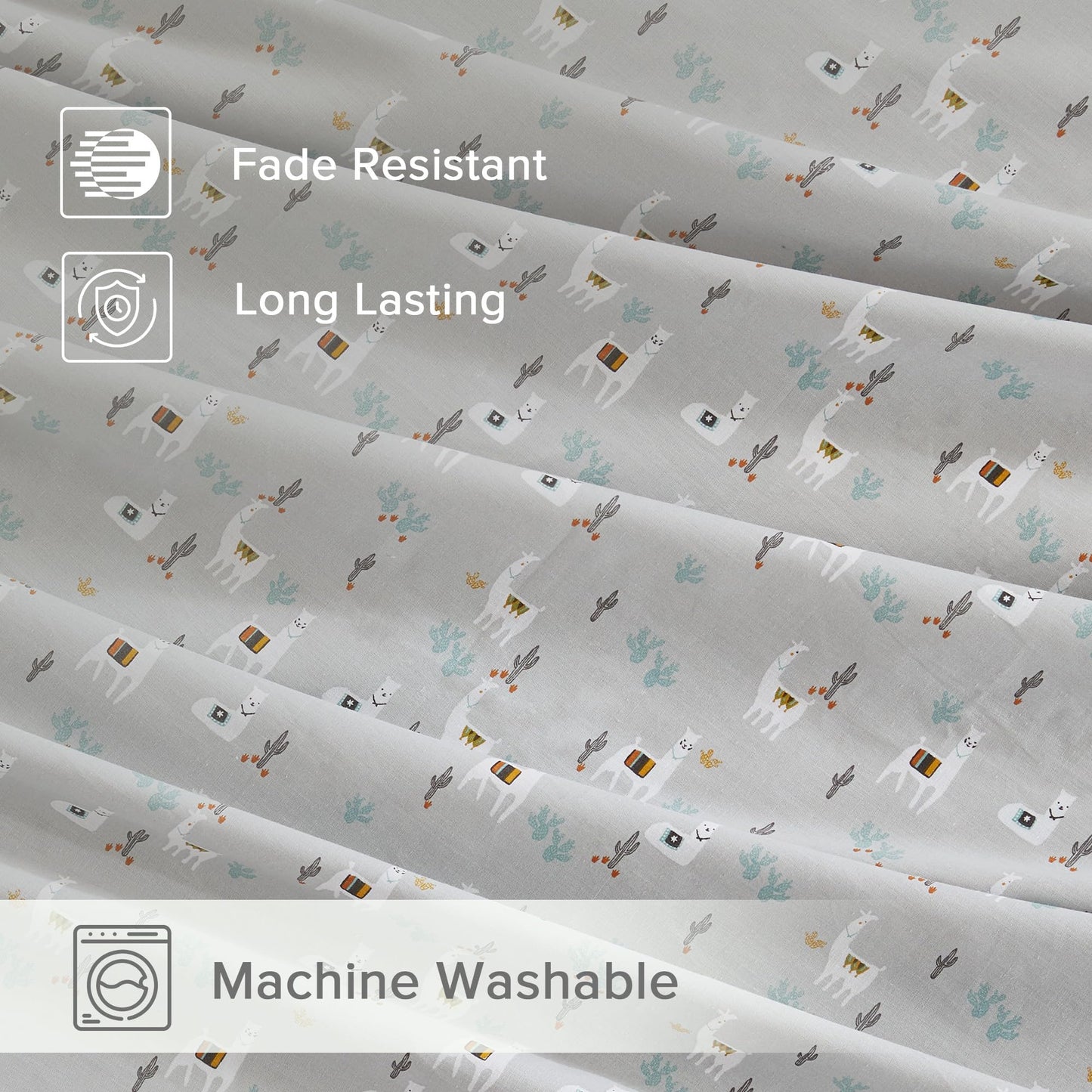 Comfort Spaces 100% Cotton Sheets Queen, Breathable, Naturally Cool Cotton Sheets, Soft Cotton Bed Sheets with 14" Elastic Pocket Fits up to 16" Mattress, All Seasons Sheet Set, Lama Multi 4 Piece