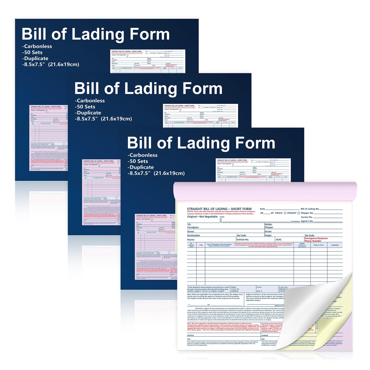 200 Sets Bill of Lading Short Form 8.5x7.5 Inches 3 Part Carbonless Paper with Backing Board Vehicle Transport Bill of Lading Form for Auto Haulers Car Shipping Dealerships (4)
