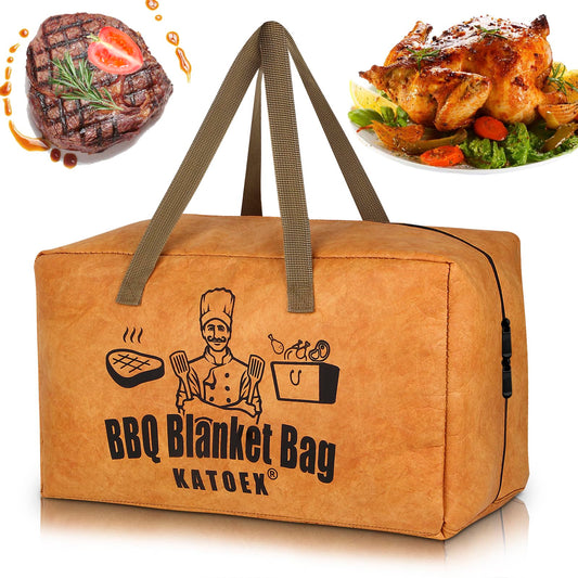 BBQ Blanket for Resting Meat, Insulated Brisket Resting Blanket for Smoking, Reusable BBQ Blanket Bag with Handle Strap & Wide Mouth for Large Briskets/Pork Shoulders/Turkeys/Picnic BBQ Party (18in)