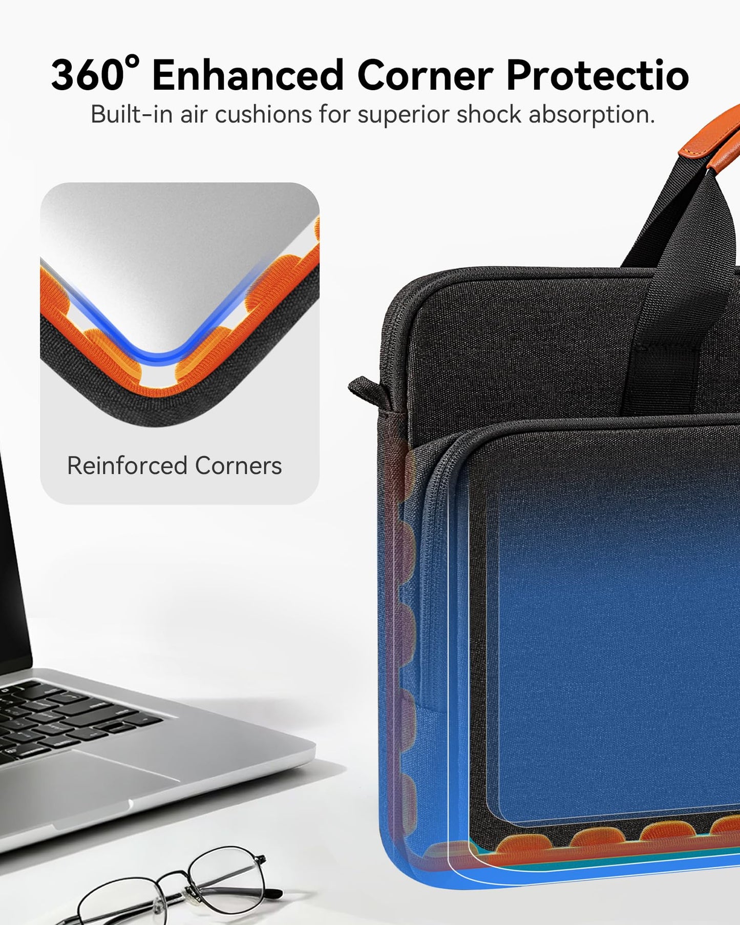 Bagasin 17 17.3 18 inch Laptop Computer PC Shoulder Bag Carrying Case, Water-Repellent Fabric Briefcase, Lightweight Toploader, Business Casual or School