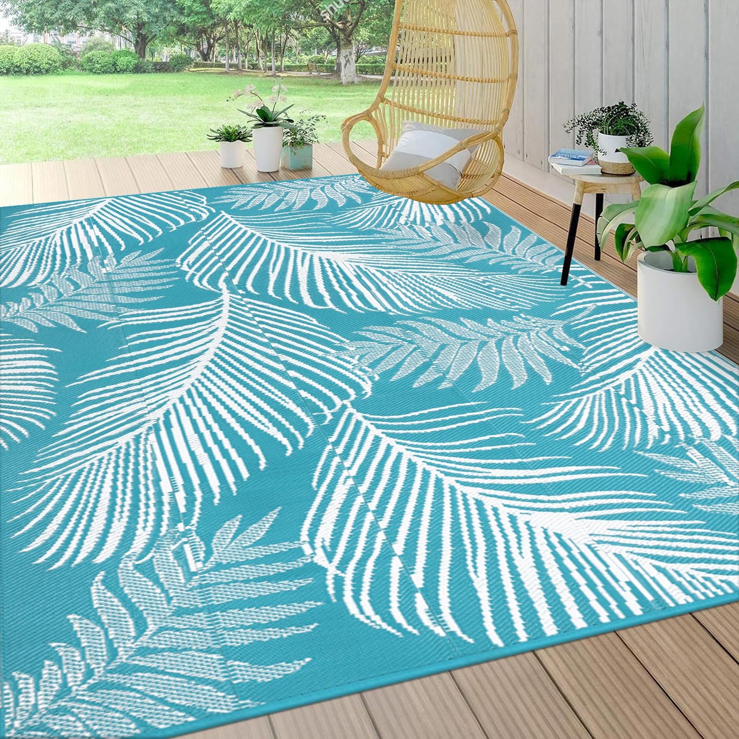 Pauwer Waterproof Outdoor Rug 8x10, Reversible Plastic Straw Patio Camping Rug, Indoor Outdoor RV Mat Carpet for Deck, Camper, Porch, Balcony, Backyard, Picnic