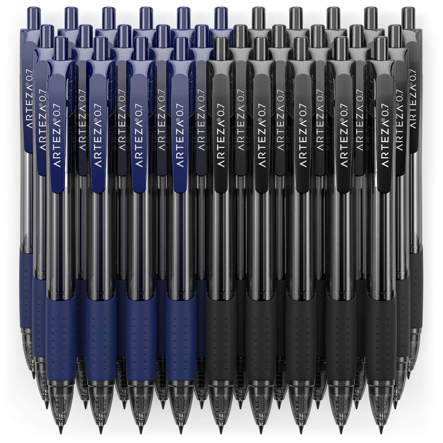 ARTEZA Gel Pens, Set of 30 – 15 Black & 15 Blue Retractable Rollerball Pens, 0.7 mm Medium Point for Office, School & Daily Writing Tasks