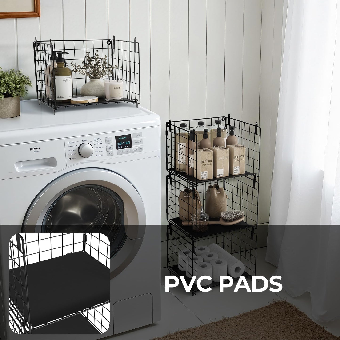 GRANNY SAYS 3-Shelf Metal Hanging Closet Organizer, Pack of 1 Hanging Storage Shelves for Organizing Kitchen Pantry, Wardrobe Clothes Organizer and Storage, Wire Baskets Storage Organization, Black