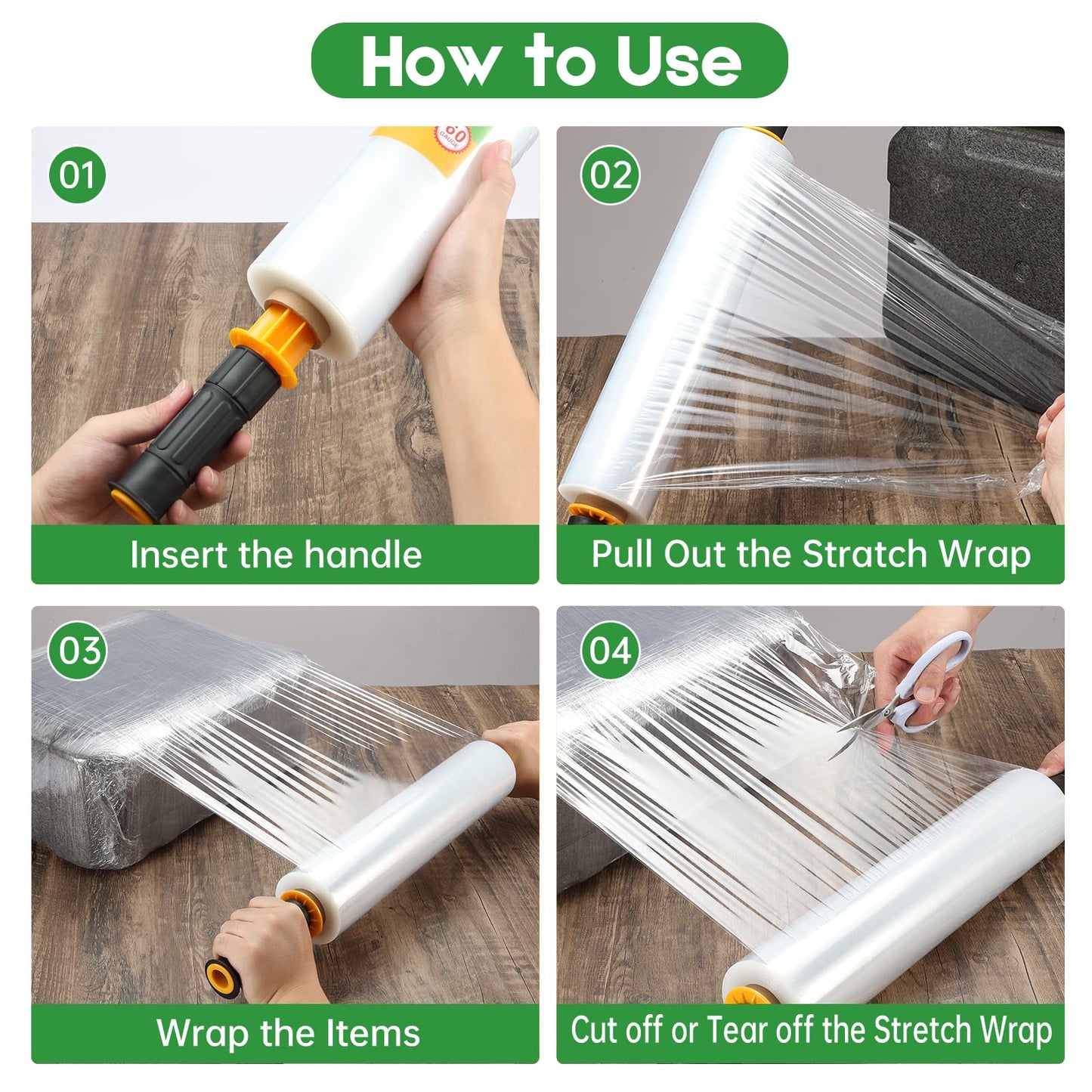 2 Rolls Stretch Wrap 15"x1000 Feet Stretch Film Shrink Wrap Packing Moving Suppliers for Shipping Moving Suppliers Packing Pallet Wrapping Surface Protection 60 Gauge (2 Rolls)