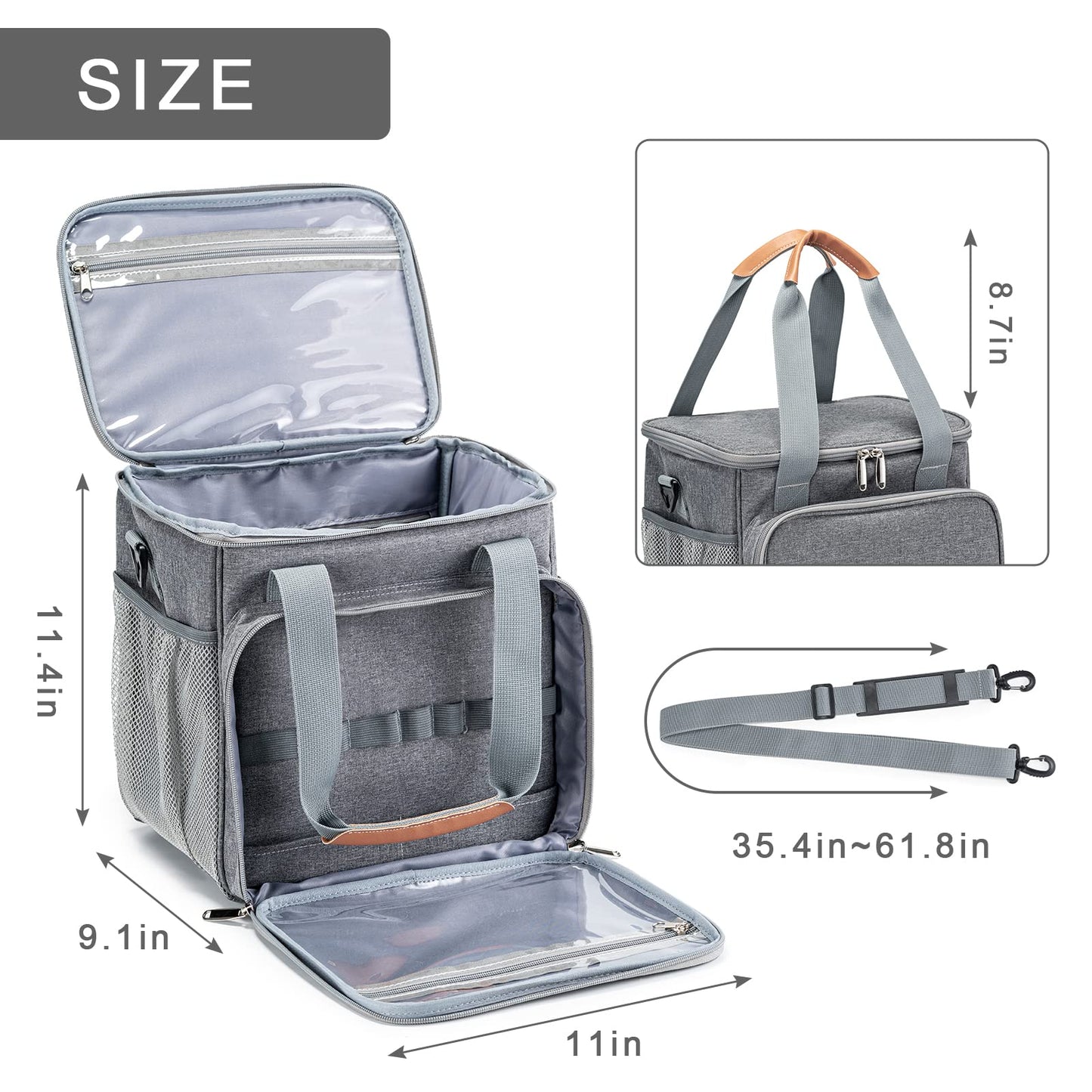 BABEYER Pet Grooming Bag, Dog Grooming Supplies Organizer Tote Bag, Perfect for Pet Grooming Tool Kit Accessories-Grey