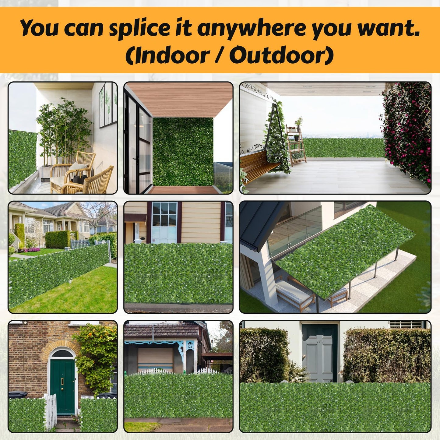 Artificial Ivy Privacy Fence Screen 118x3in,Anti-Ultraviolet Outdoor Privacy Screen,Suitable for Faux Grass Decor and Outdoor Garden Fences,Grass Wall for Indoor Home Furnishing 1x3m