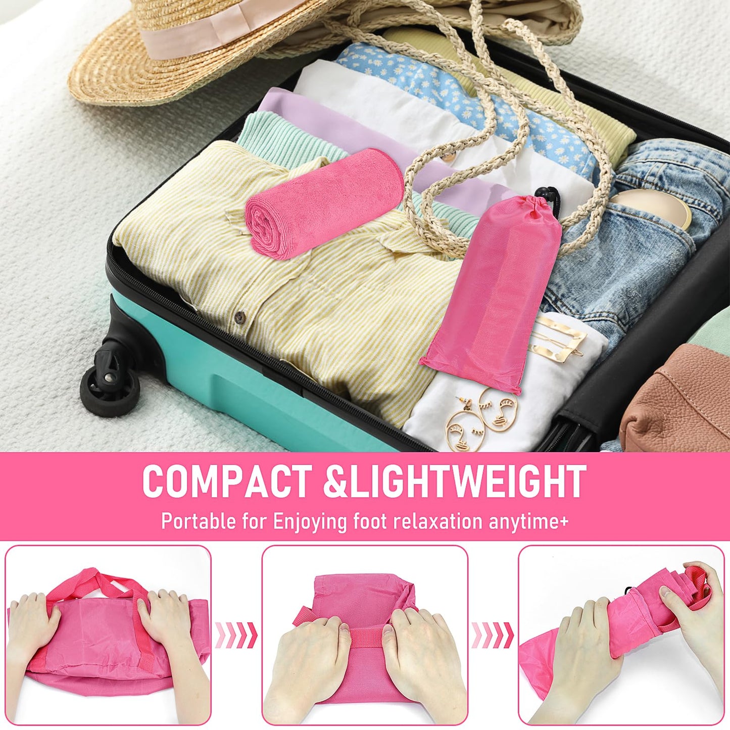 12 Pcs Foldable Foot Soaking Tub Towels Kit Portable 15L Footbath Tub Foldable Foot BasinBath FootTub for Soaking Feet with Towel and Storage Bag Soak Spa Bucket for Travel Camping