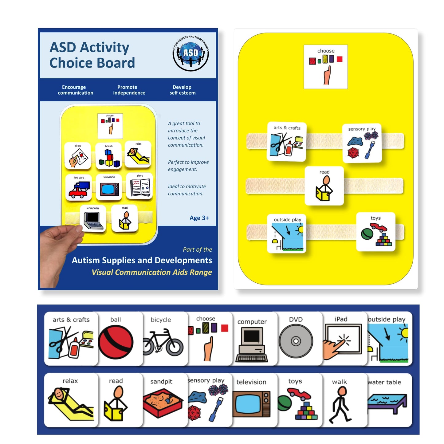 Activity Choice Board Nonverbal Communication – Visual Schedule for Kids -16 x Autism Communication Cards – Special Education Classroom Must Haves