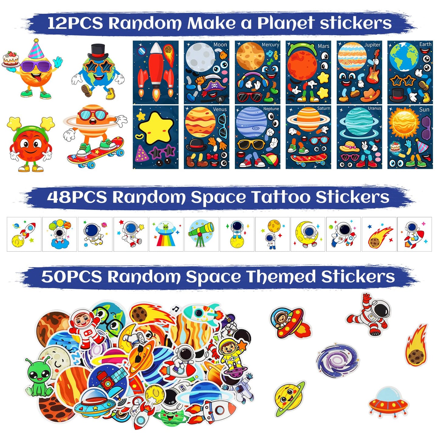 Space Party Favors, Birthday & Party Decorations - 254 PCS Outer Space Goodie Bag Stuffers Fillers for Kids with Astronaut Toys, Stickers, Stress Balls, Masks and Necklaces