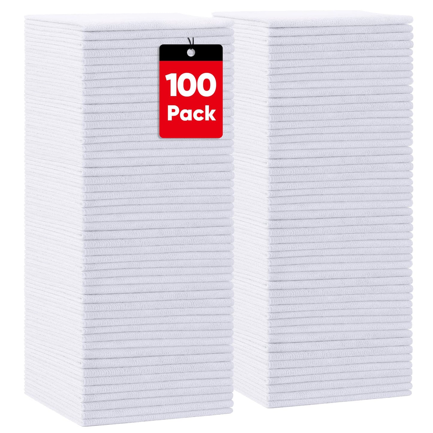 HOMEXCEL Microfiber Cleaning Cloths 100 Pack, Highly Absorbent Microfiber Towels for Cars, White Shop Towels 11.5 x 11.5 inch, Lint Free Cleaning Rags for House, Kitchen and Car
