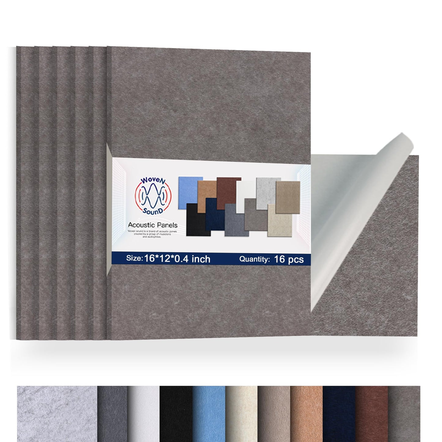 WoveN SounD Large Acoustic Panels, High Density, Sound Dampening, Decorative Noise Blocker Felt Wall Tiles for Ceilings, Home Office & Gaming Room (Afraica Gray), 16x12x0.4 Inch