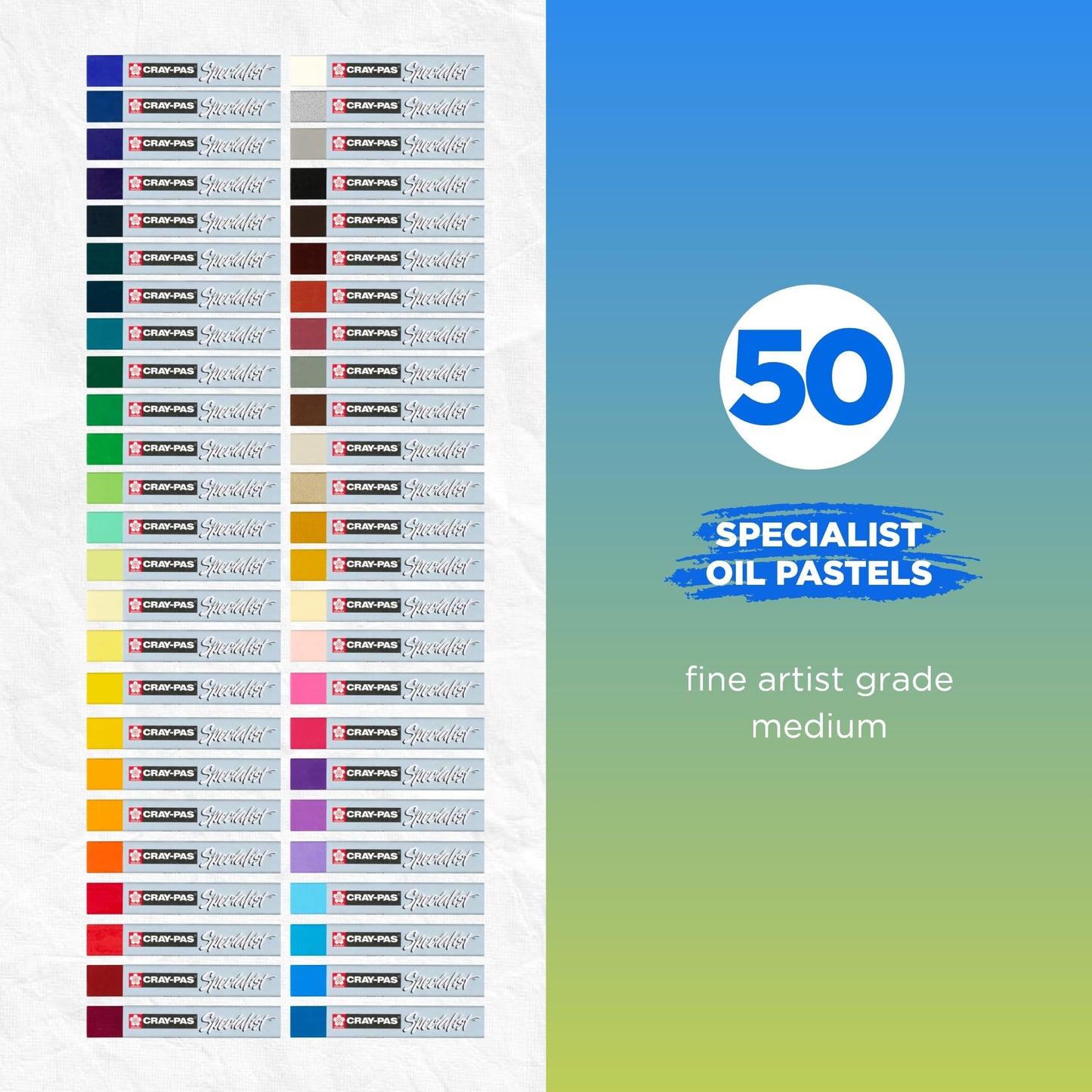 Sakura Cray-Pas Specialist Oil Pastel Set - Premium Quality Pigments, Wax & Oil - 50 Colors