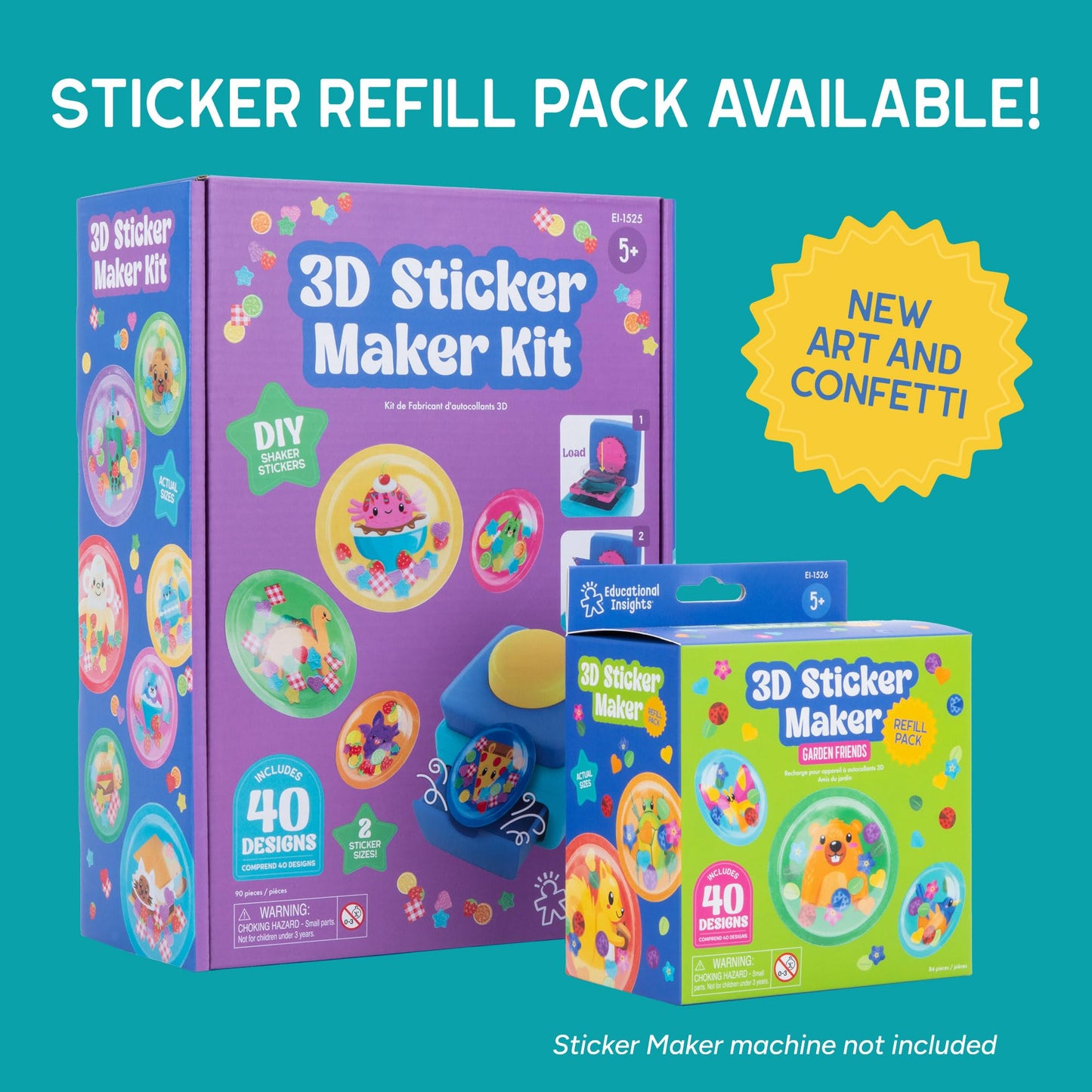 Educational Insights 3D Sticker Maker Kit - Craft Kit for Kids, Mess Free Activity, Make Your Own Sticker Machine, DIY Puffy Stickers for Kids, Creative Gifts for Boys & Girls Ages 5+