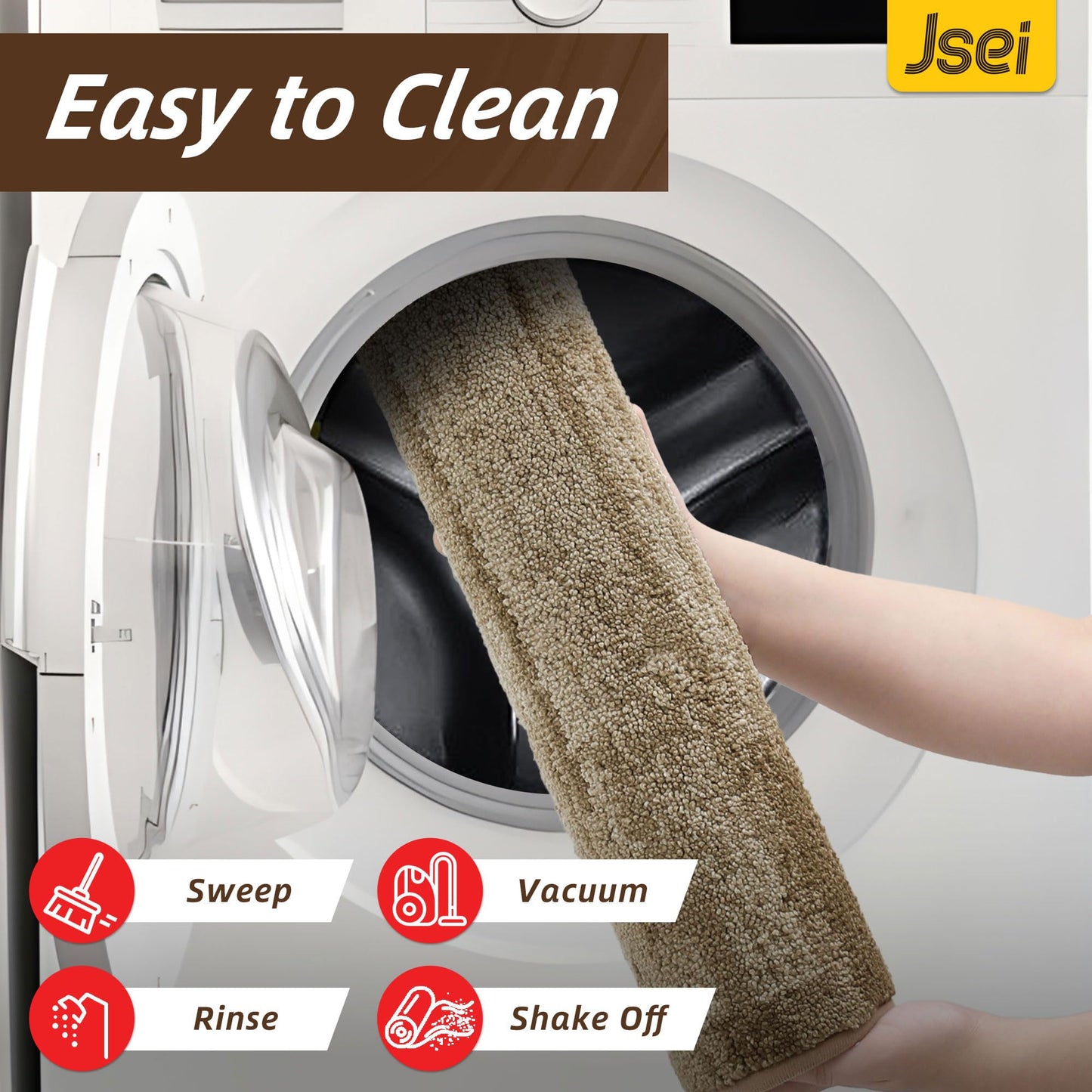 JSEI Dirt Trapper Door Mat 24"x36", Non-Slip Doormats Washable Entryway Mat, Welcome Floor Mat Absorbent Low Profile Dog Door Mats for Front Back Door, Wet Shoes & Paws, Beige