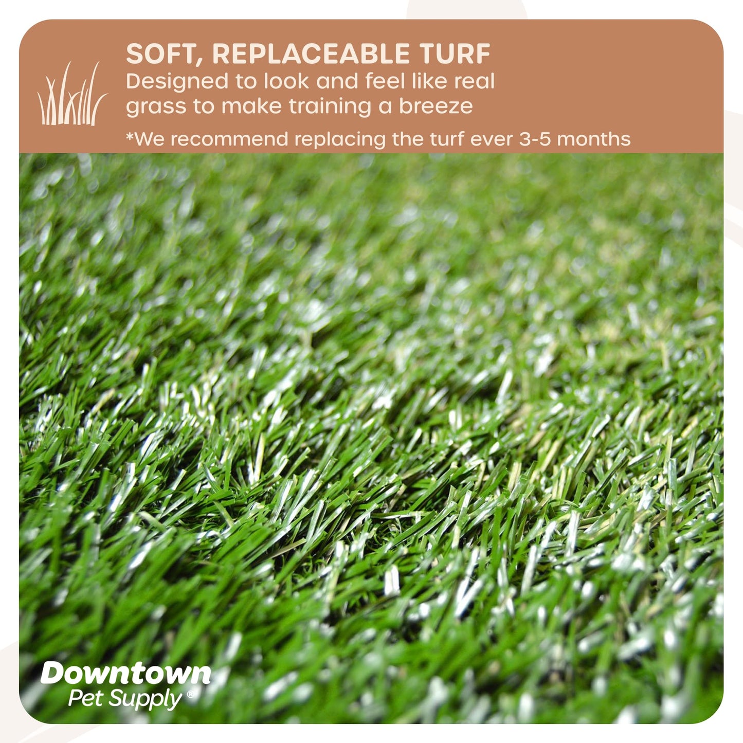 Downtown Pet Supply Dog Pee Potty Pad, Bathroom Tinkle Artificial Grass Turf, Portable Potty Trainer (20 x 25 Inch with Drawer)