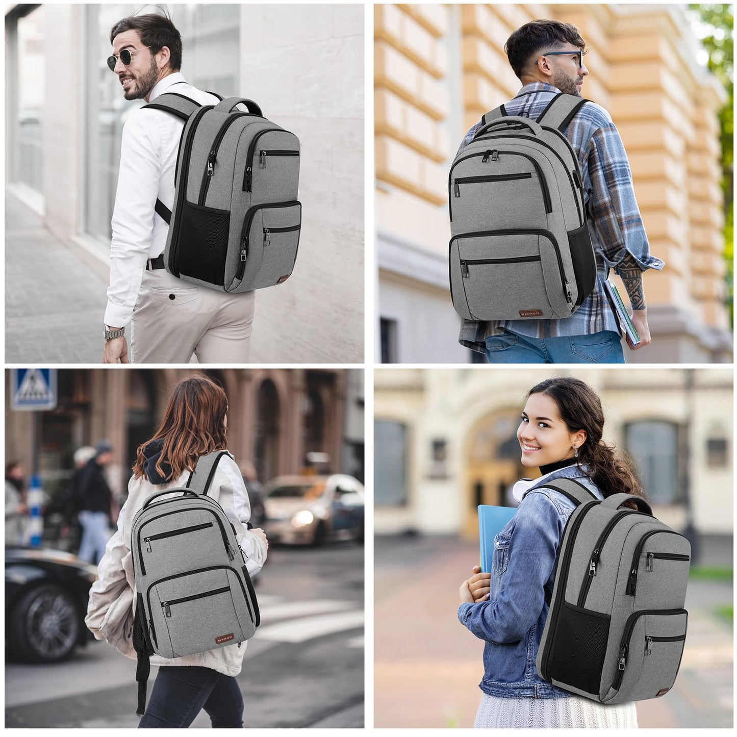 Backpack for Men and Women, School Backpacks for Teen Boys Water Resistant TSA Travel Backpack with USB Charging Port, Business Anti Theft Computer Bag Gifts Fits 15.6 Inch Laptop, Grey