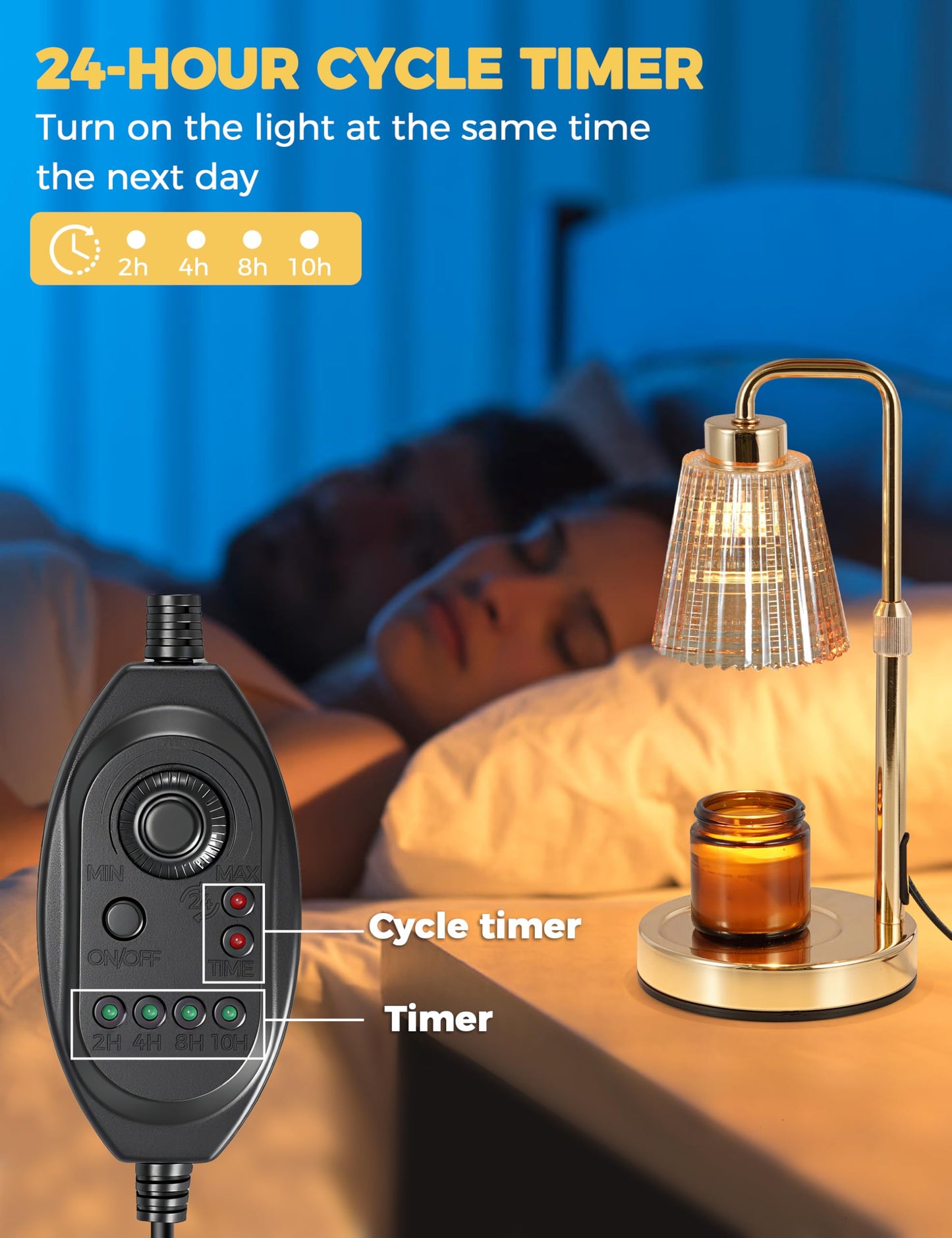 GODONLIF Candle Warmer Lamp with Timer Dimmable, Adjustable Height, House Warming Gifts New Home Room Decor, Birthday Gifts for Women Mom, Wax Warmer Lamp for Jar Candles with 2 Bulbs