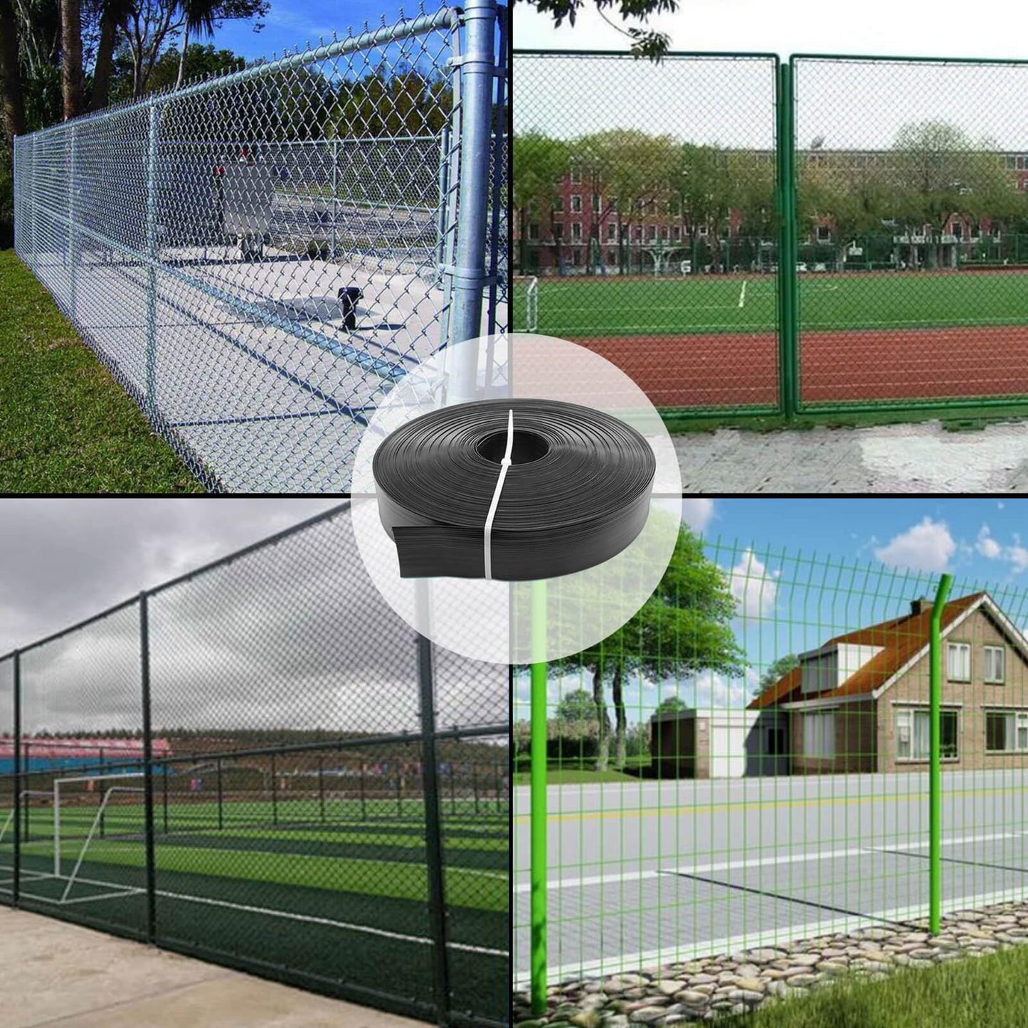 Qlvily Chain Link Fence Privacy Tape, 246ft x 0.15ft Fence Slats, Fence Covering Privacy, Black (200PCS Button + Puncher Included)