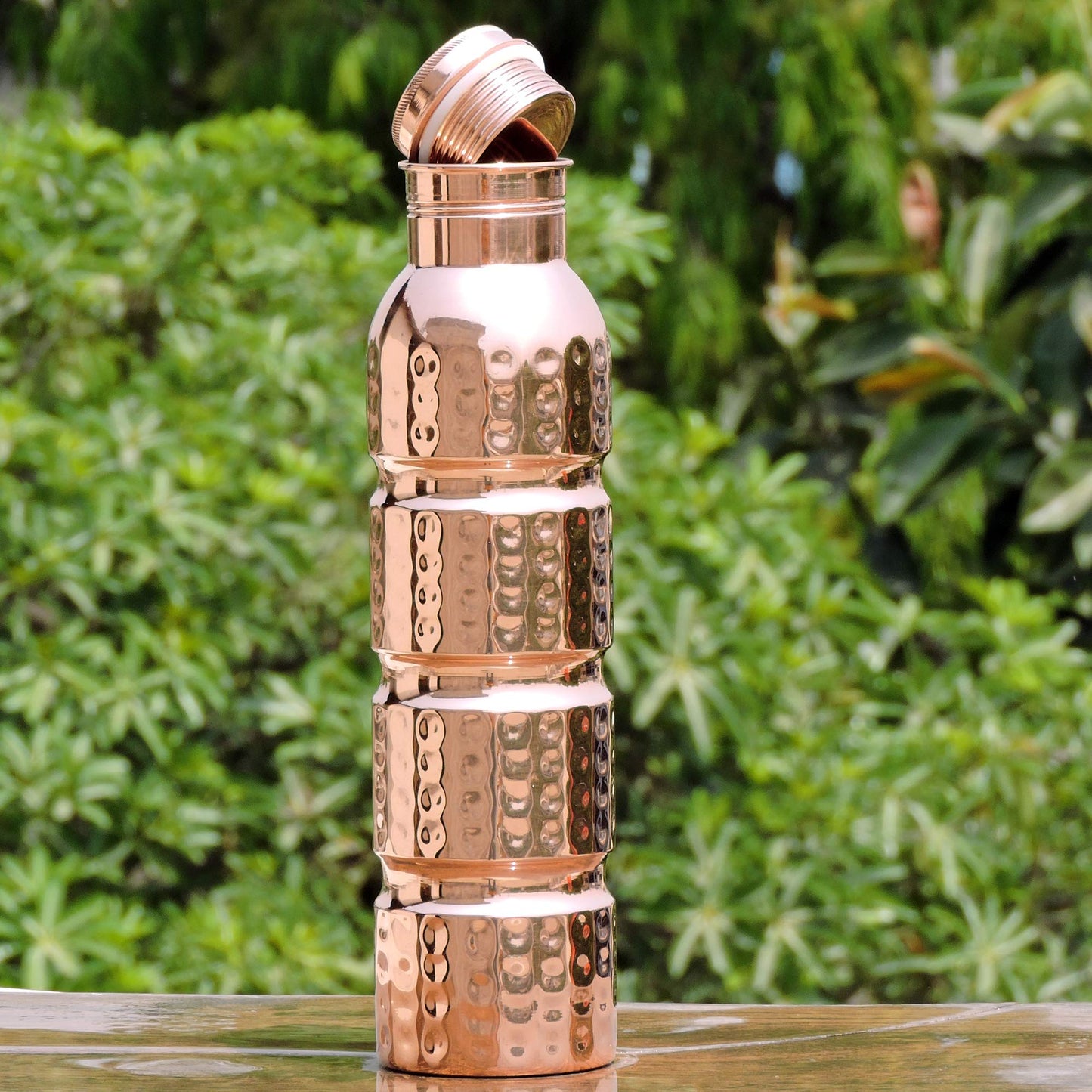 HealthGoodsIn - Pure Copper Seamless Hammered Water Bottle for Ayurvedic Benefits | Joint-free Copper Water Bottle