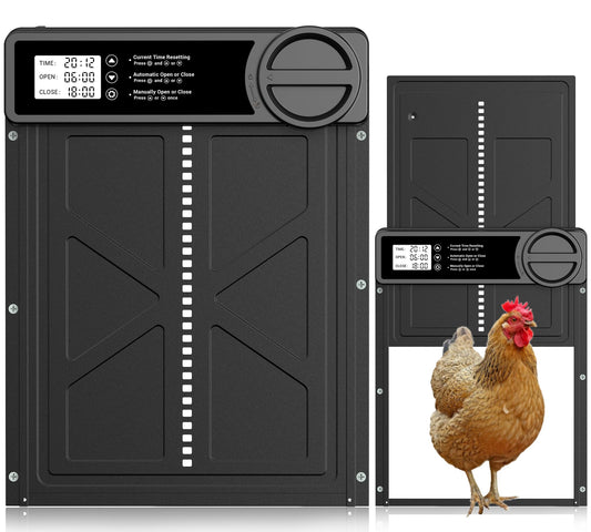 Automatic Chicken Coop Door - Large Chicken Door Automatic, Chicken Coop Door | Aluminum Alloy | Anti-Pinch | Manual & Timer Mode, Automatic Chicken Door with Low Battery Warning